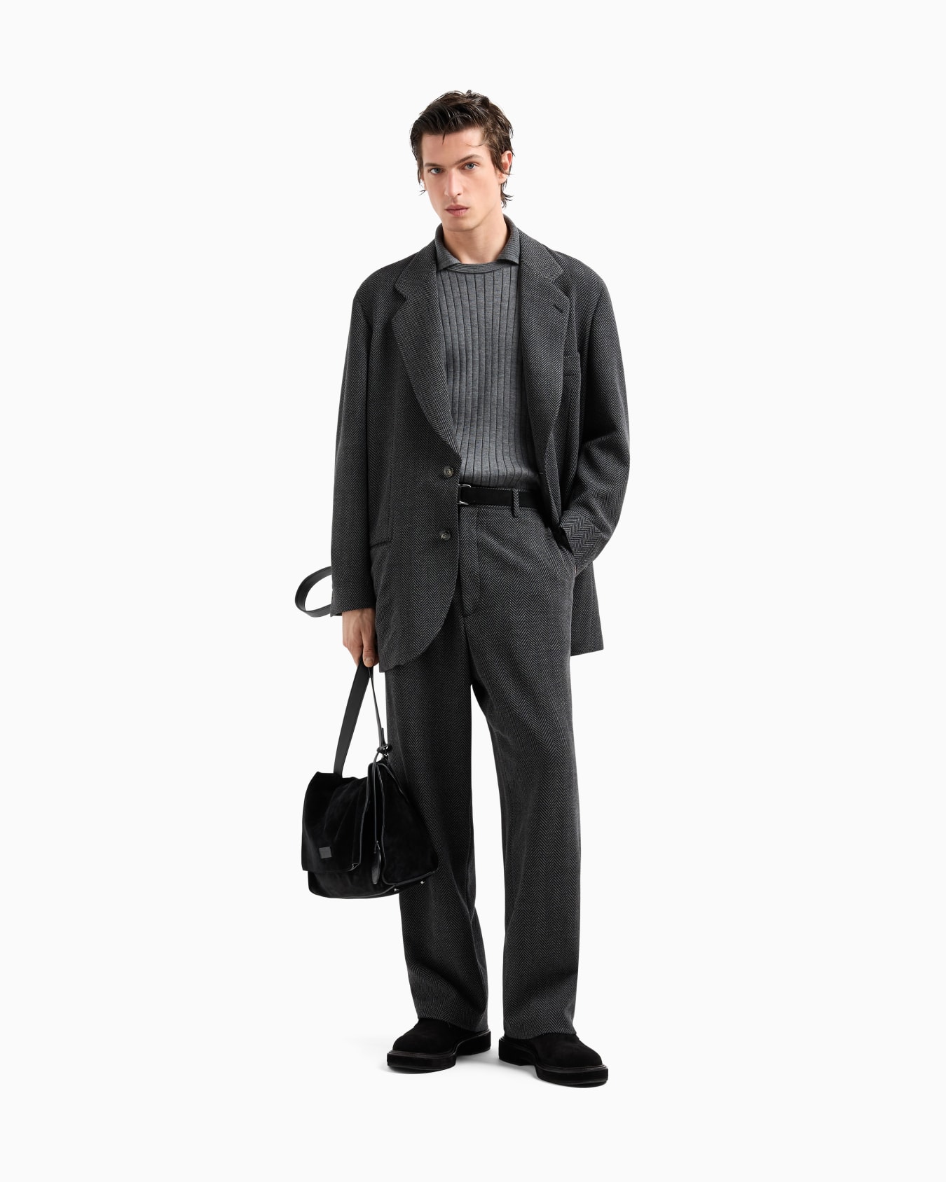 Heritage Line single-breasted jacket in chevron jacquard stretch virgin wool Slide 2