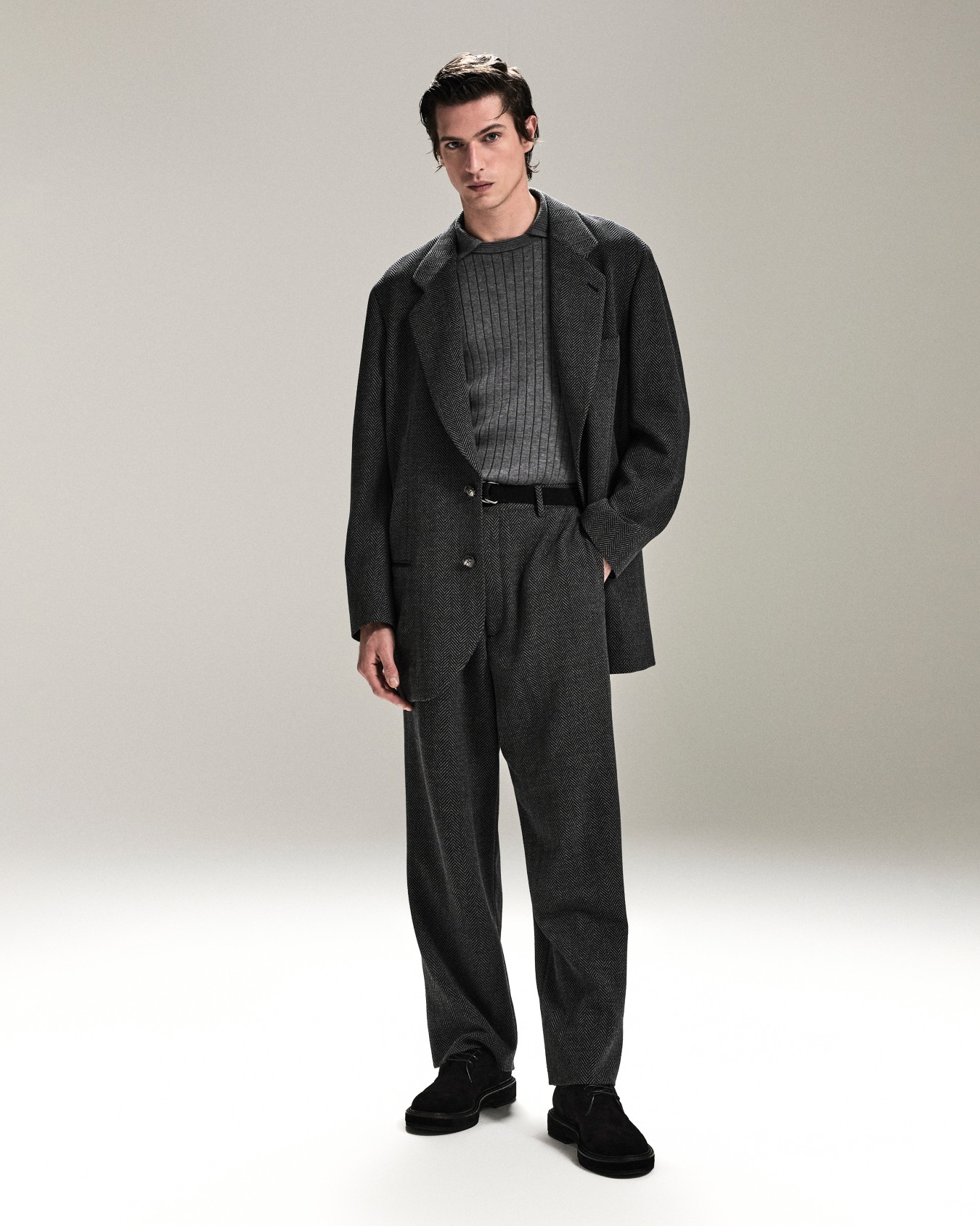Heritage Line single-breasted jacket in chevron jacquard stretch virgin wool Slide 6