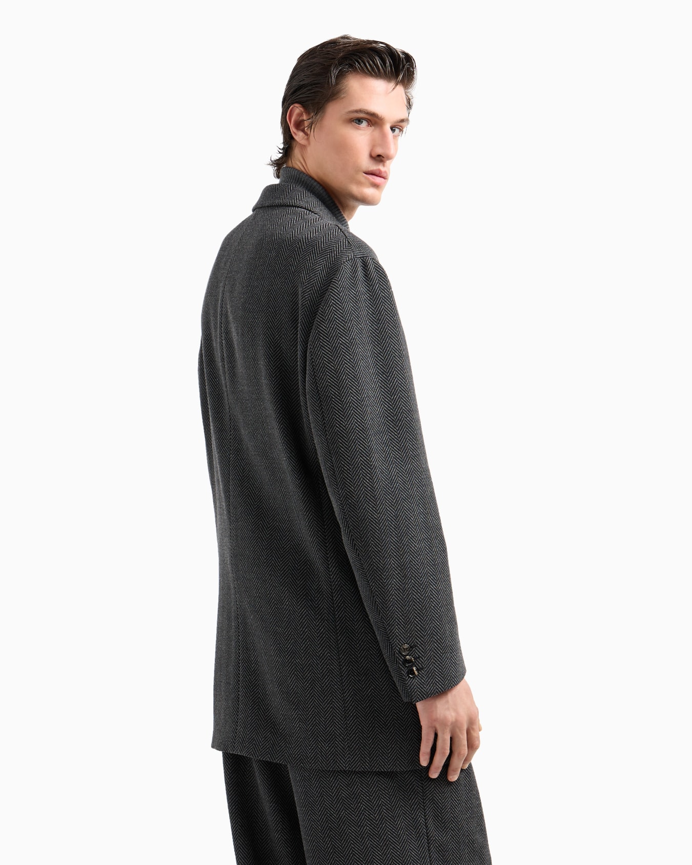 Heritage Line single-breasted jacket in chevron jacquard stretch virgin wool Diapositiva 3