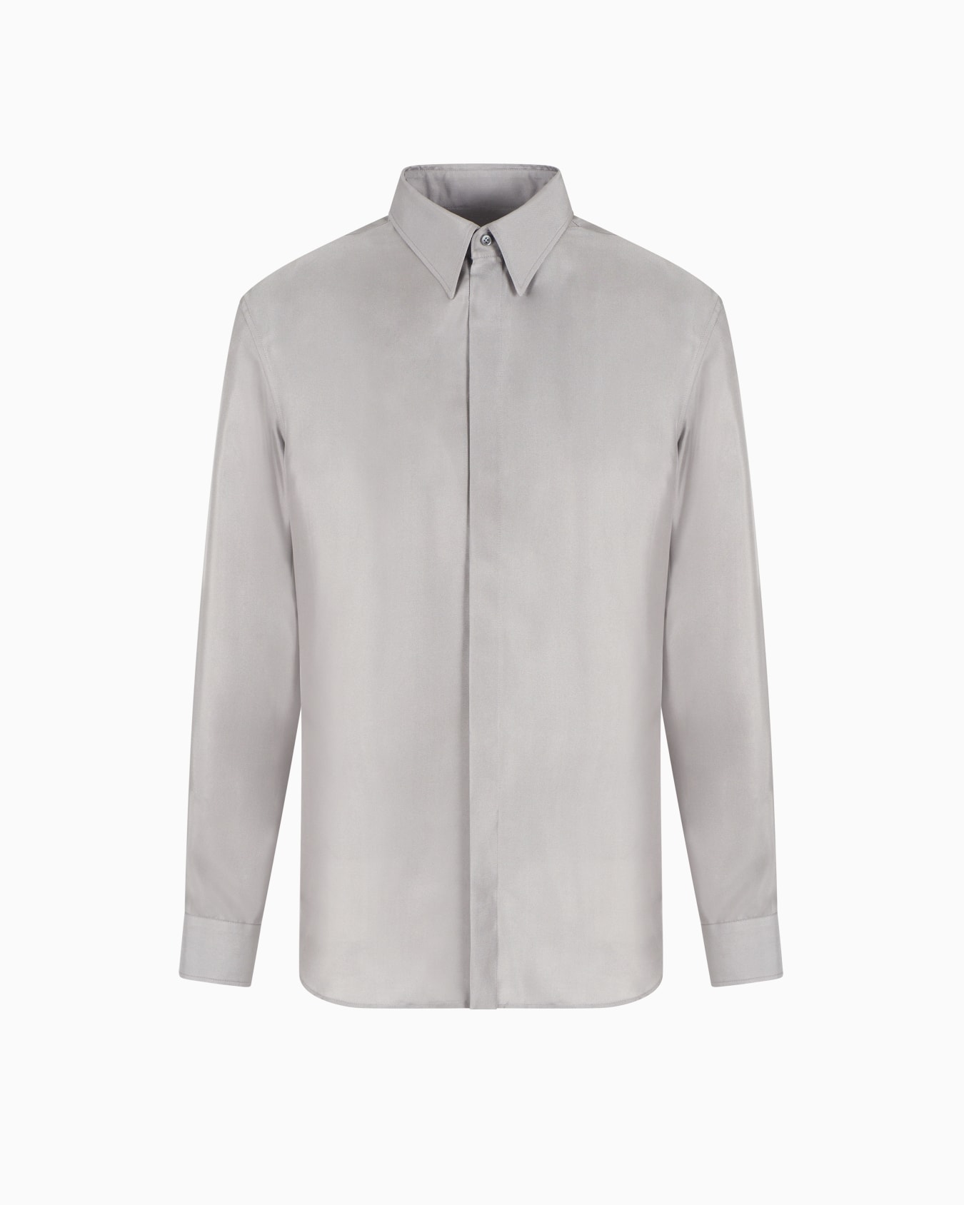Slim-fit, silk-twill shirt Slide 0