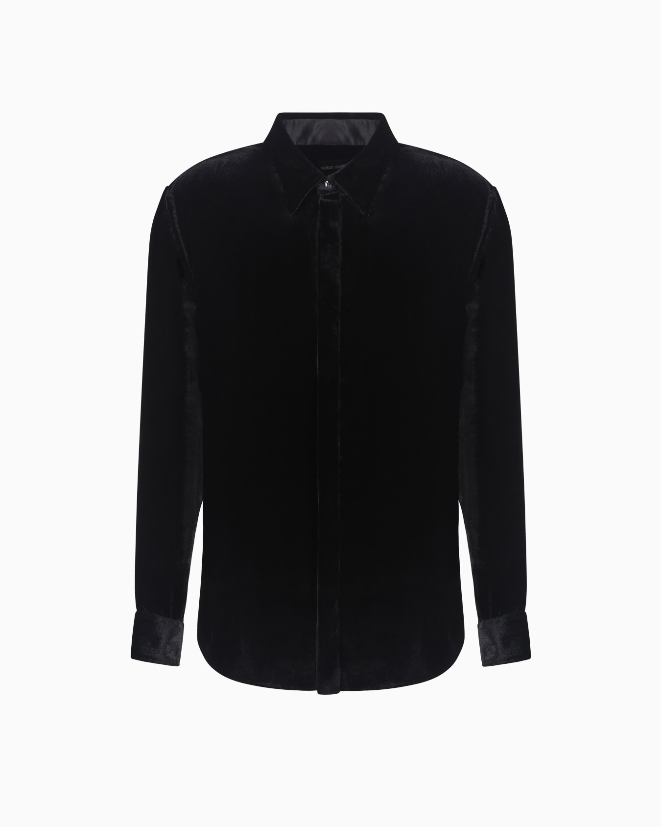 Slim-fit velvet shirt Diapositiva 0
