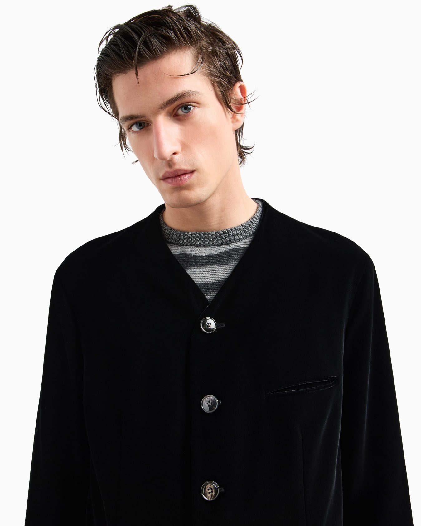Heritage Line single-breasted velvet jacket Slide 5