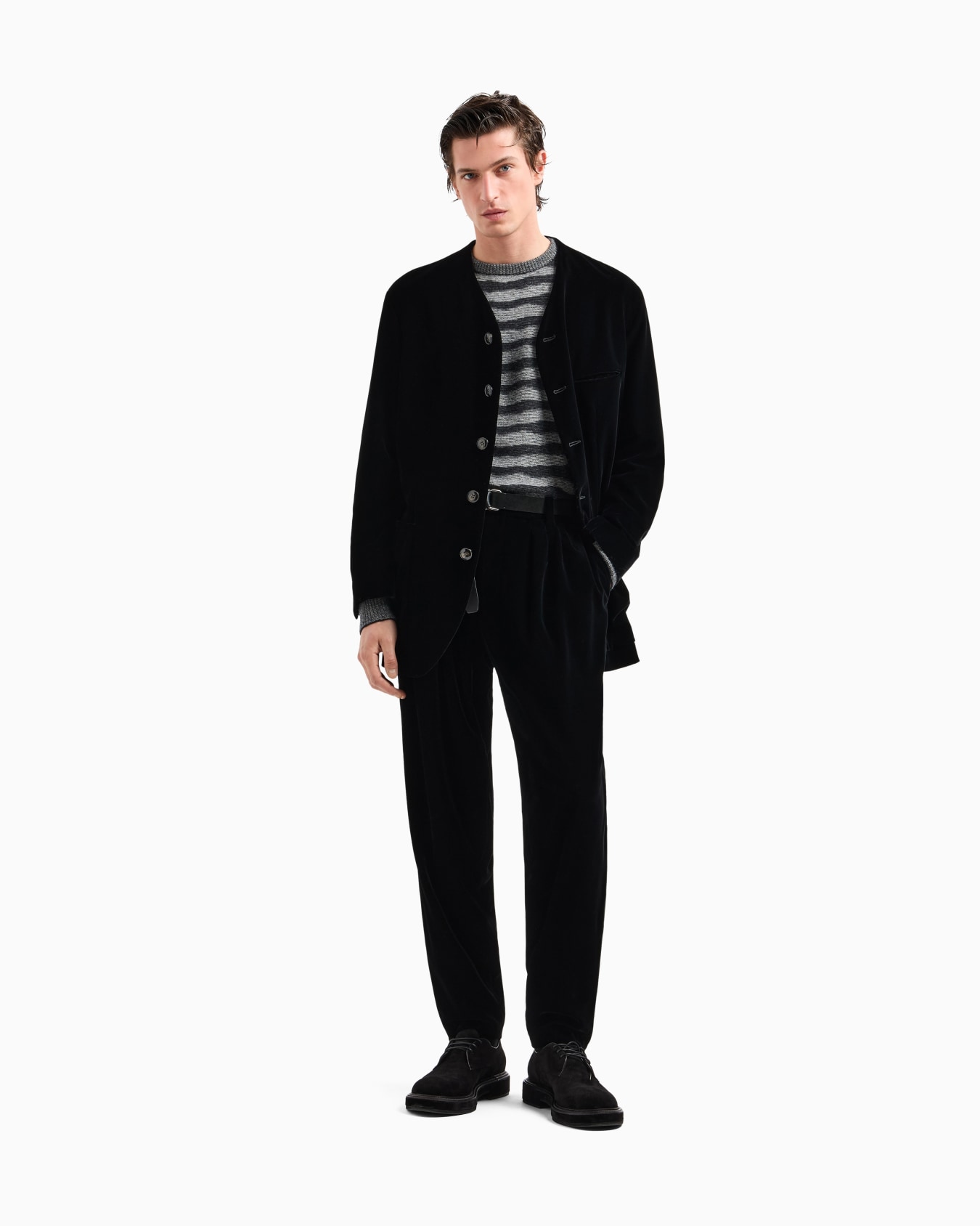 Heritage Line single-breasted velvet jacket Slide 2