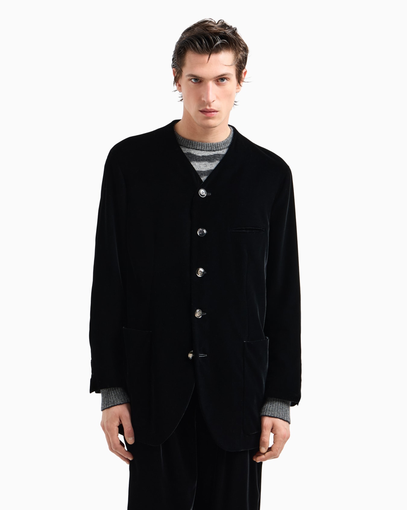 Heritage Line single-breasted velvet jacket Slide 4