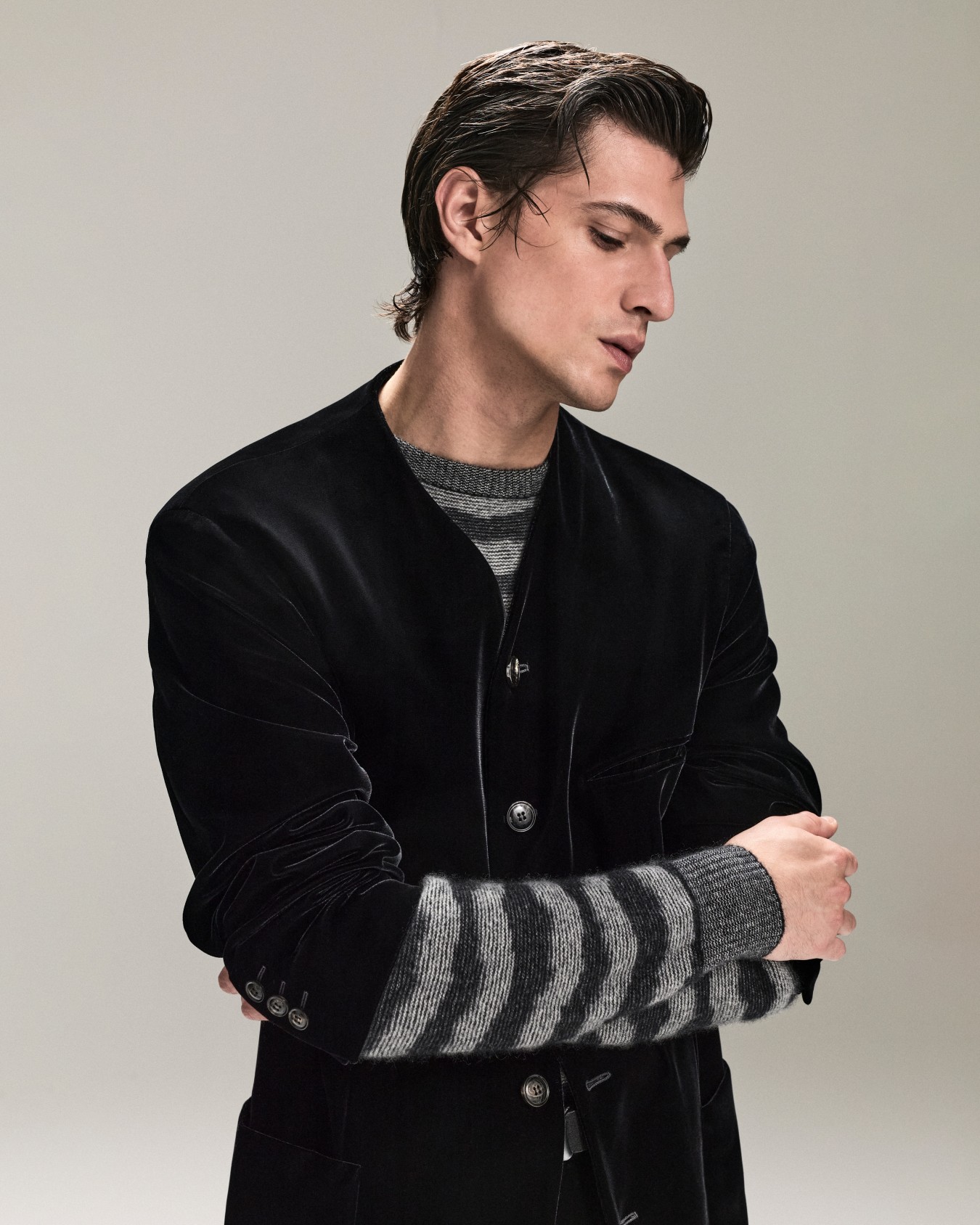 Heritage Line single-breasted velvet jacket Slide 6