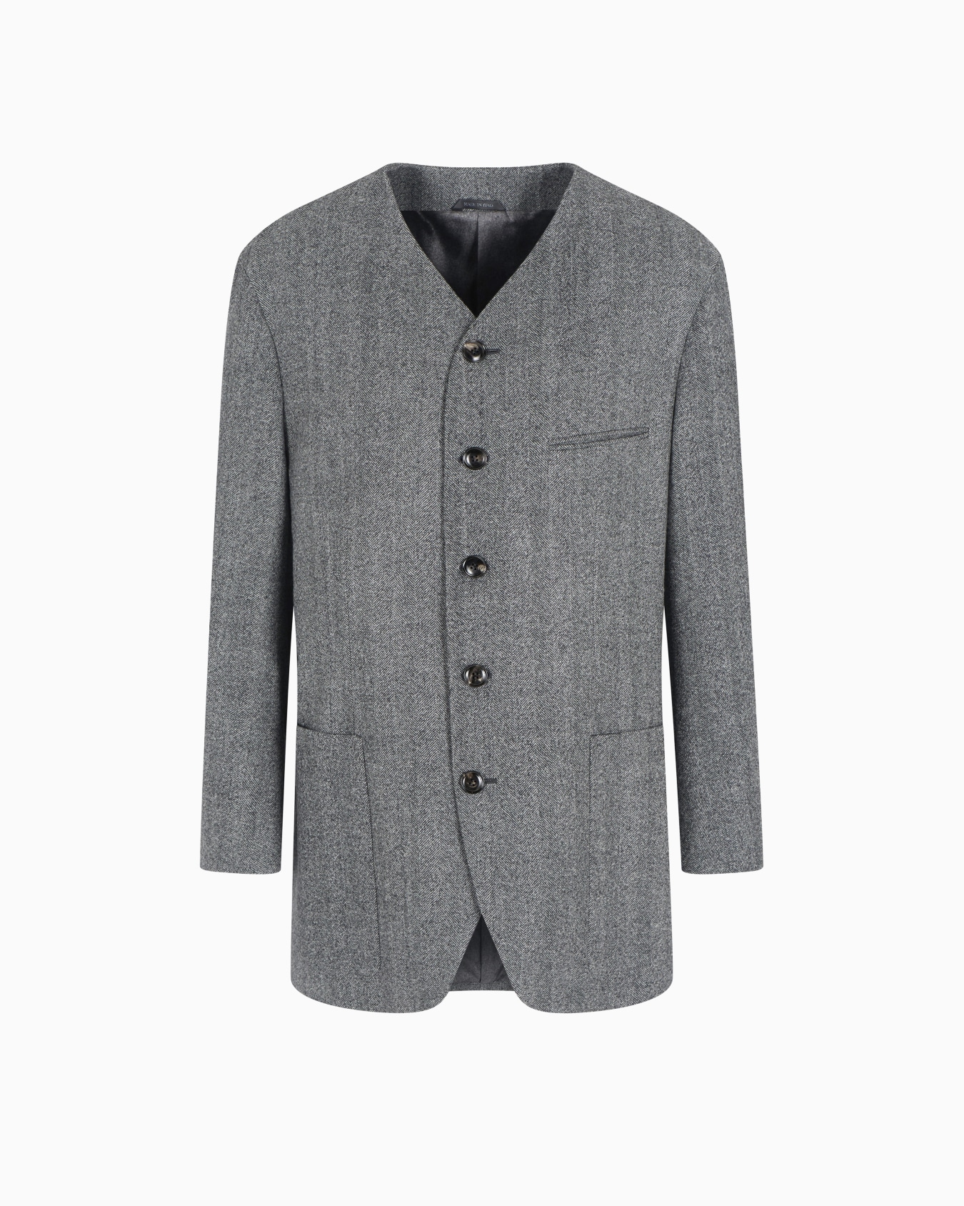 Heritage Line single-breasted jacket in chevron jacquard virgin wool Slide 0