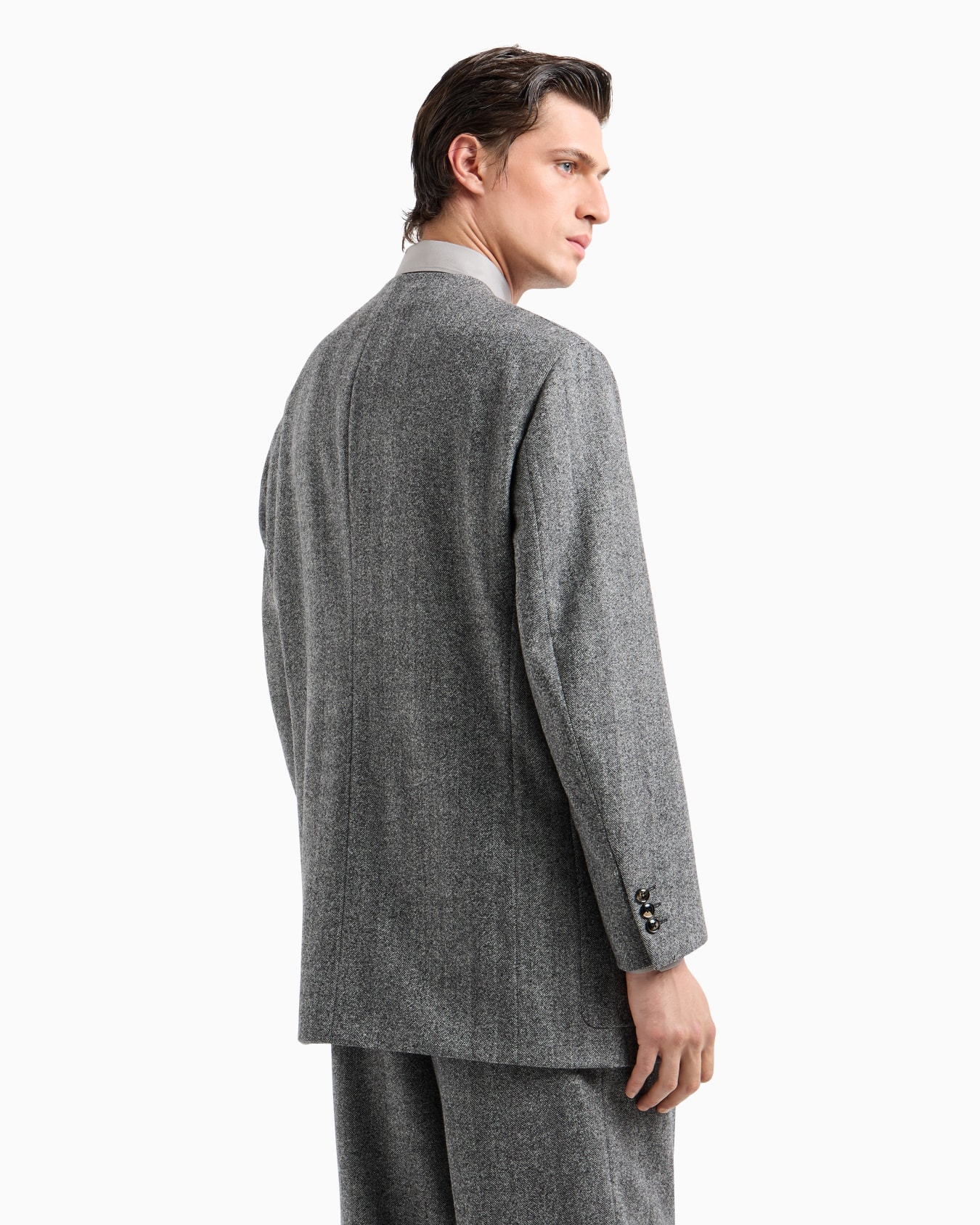 Heritage Line single-breasted jacket in chevron jacquard virgin wool Slide 3