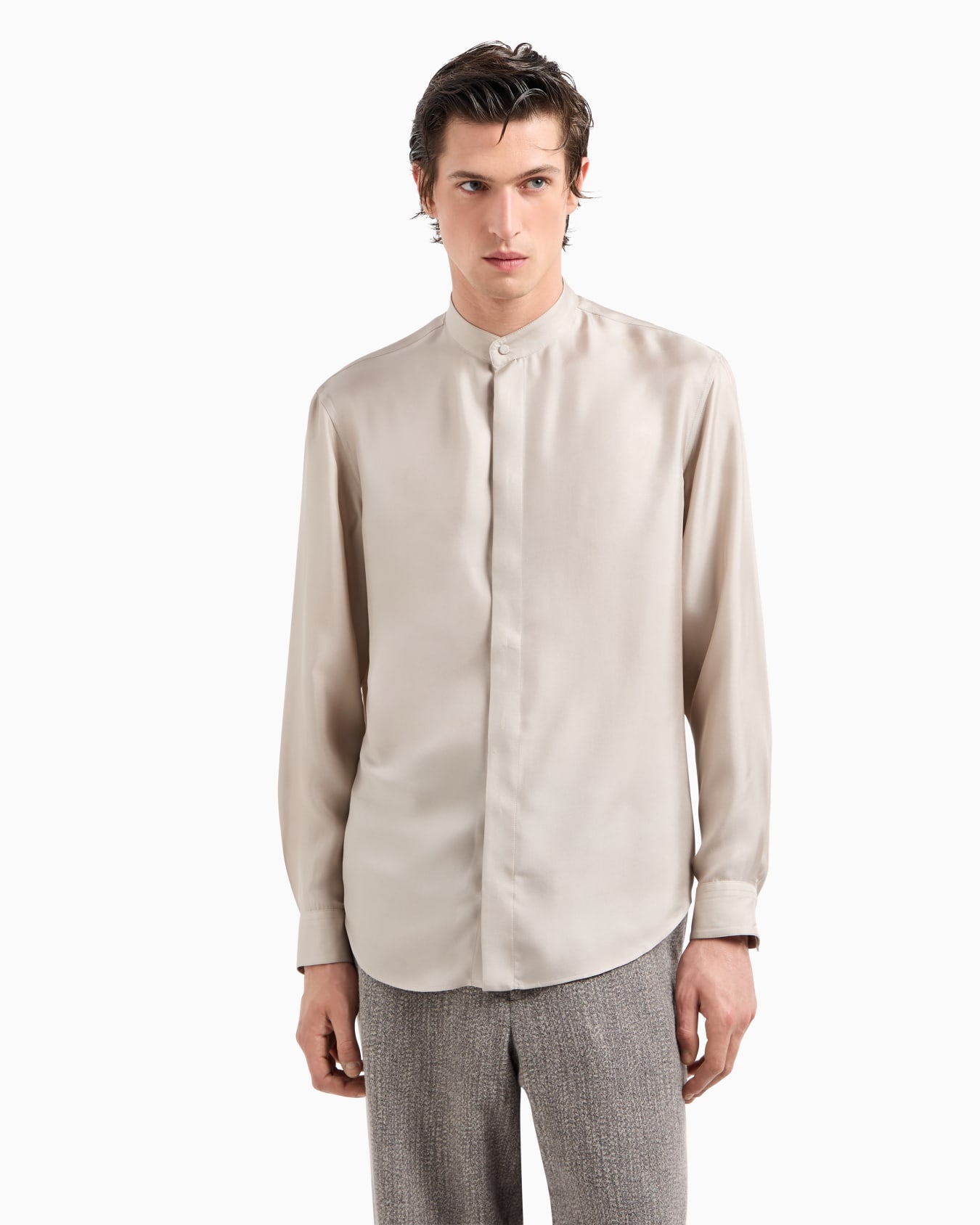 Slim-fit, silk-twill shirt Diapositiva 4
