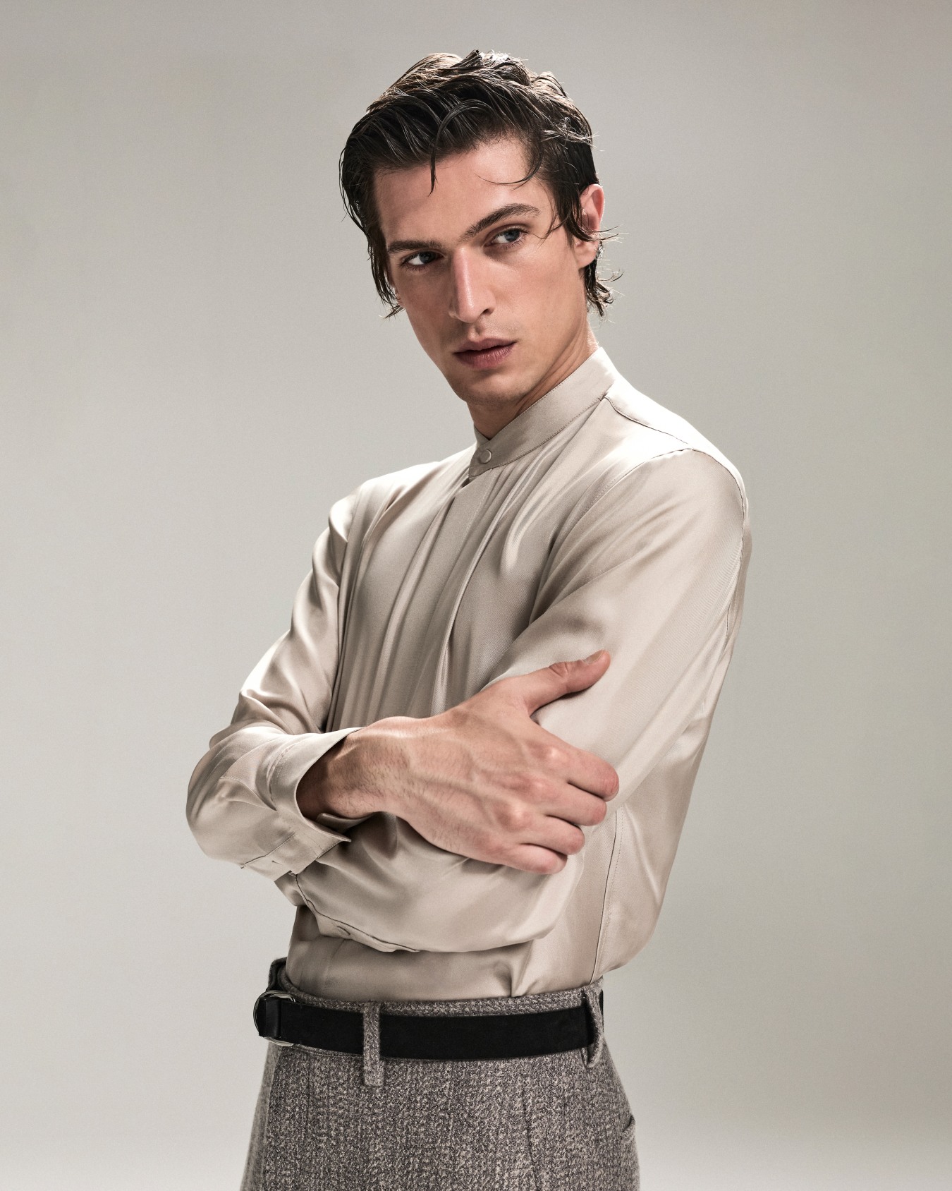 Slim-fit, silk-twill shirt Diapositiva 6