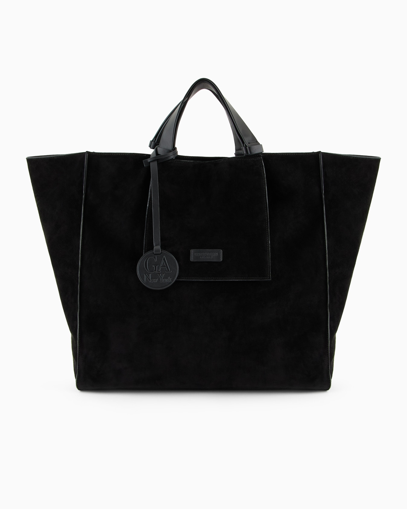Suede and leather shopper bag Slide 0