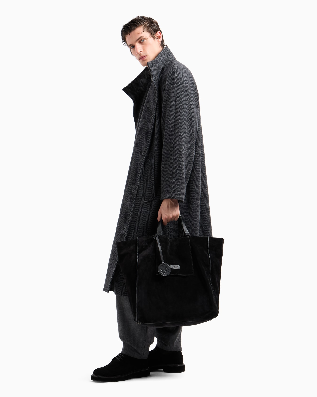 Suede and leather shopper bag Slide 5