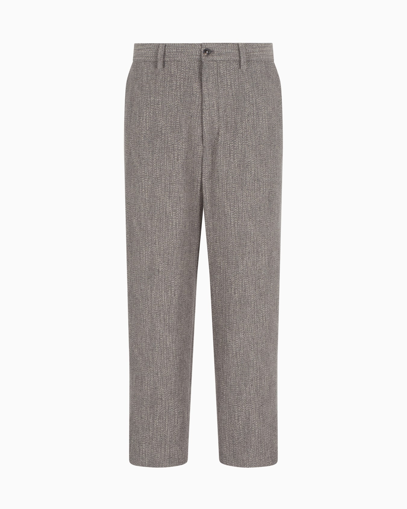 Flat-front trousers in a viscose and wool-blend jacquard Slide 0