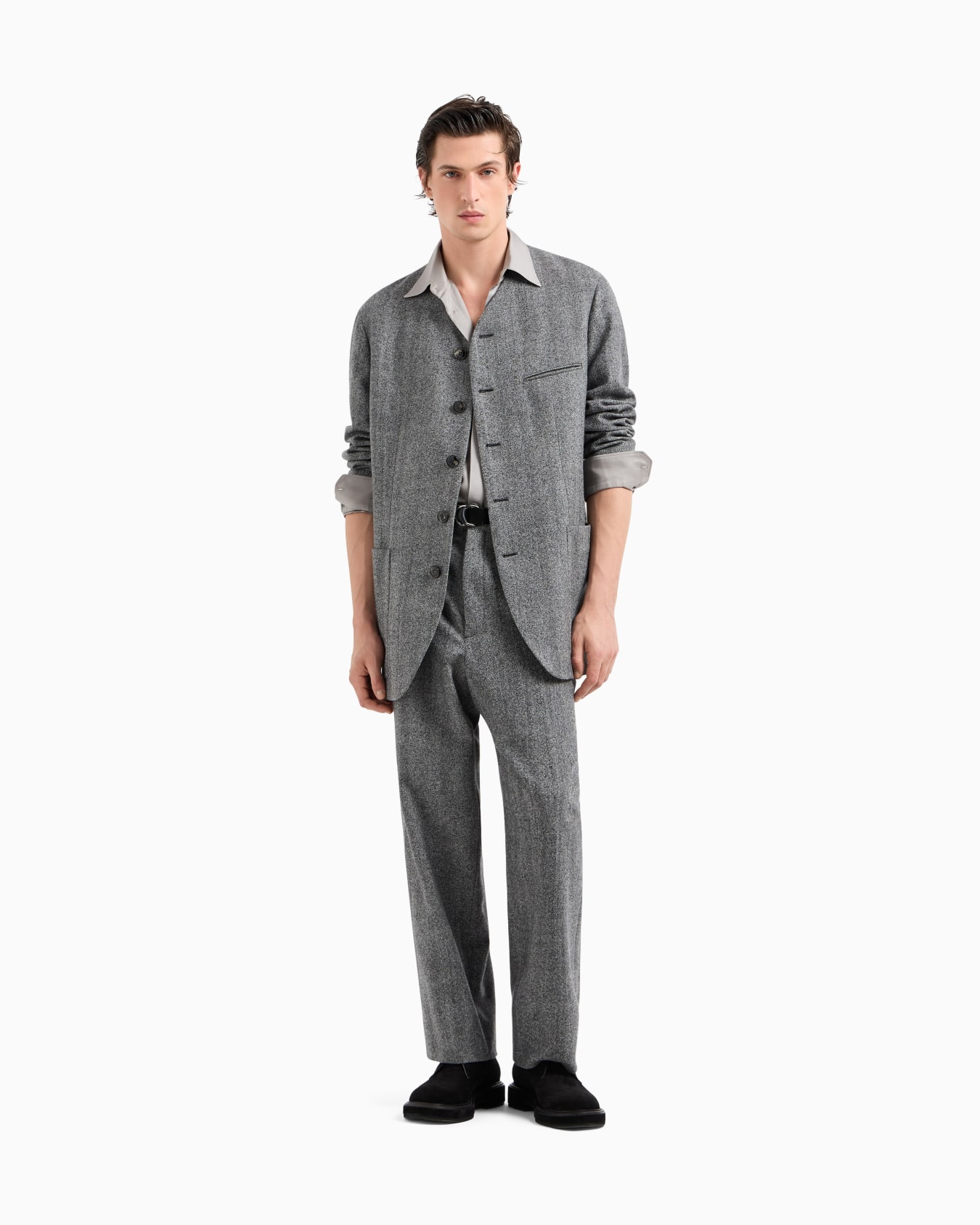 Chevron jacquard virgin wool flat-front trousers Slide 2