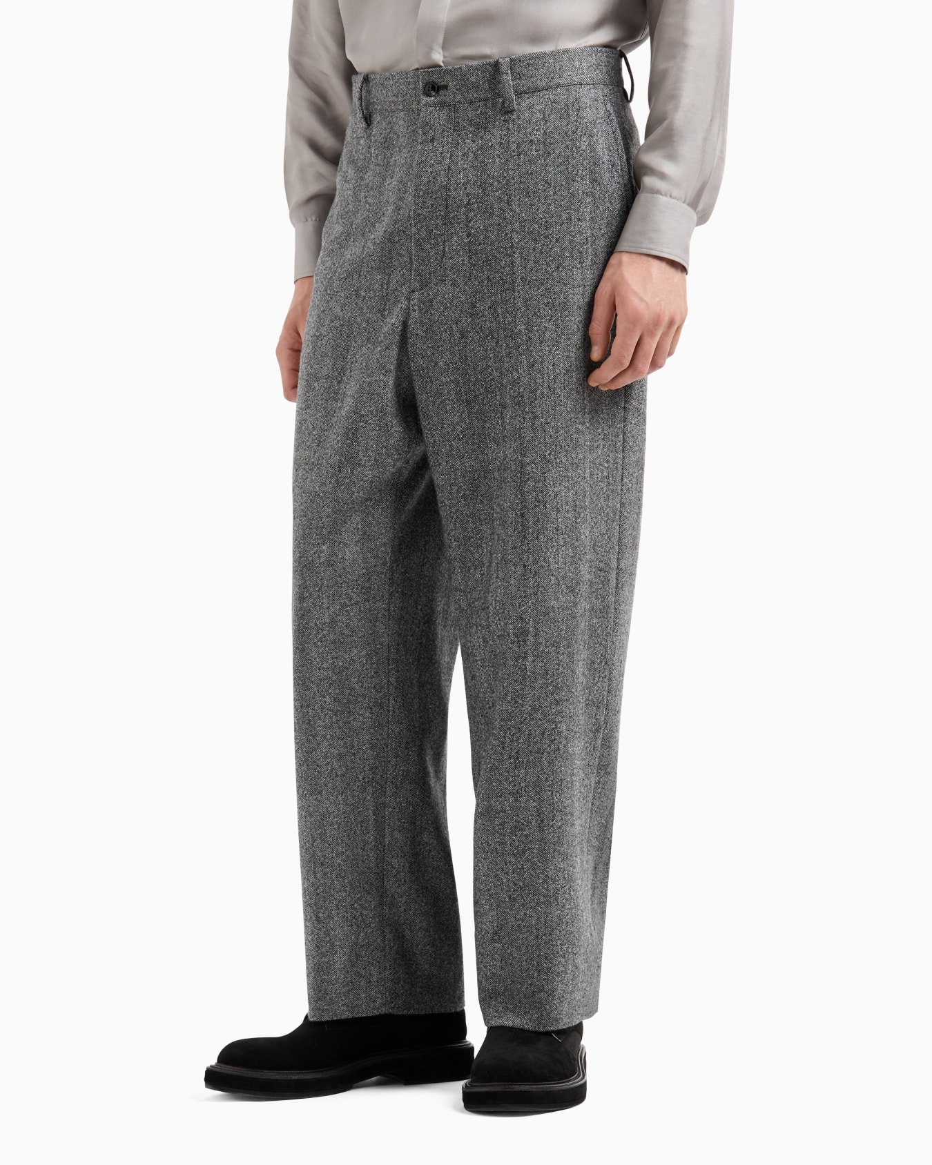 Chevron jacquard virgin wool flat-front trousers Slide 4