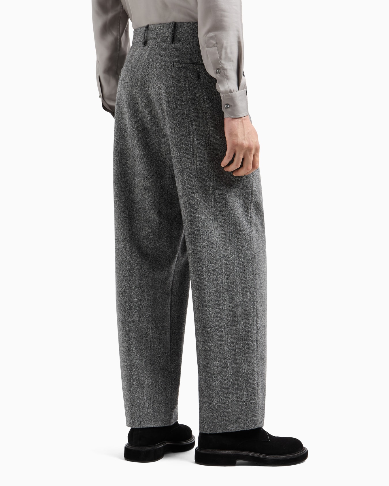 Chevron jacquard virgin wool flat-front trousers Slide 3