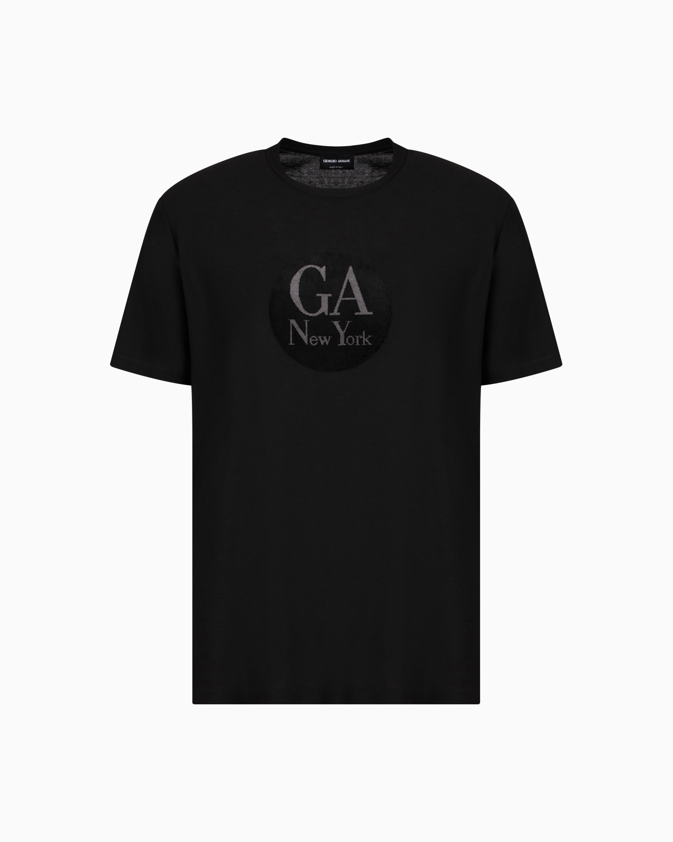 Viscose crew-neck T-shirt with a velvet insert Slide 0