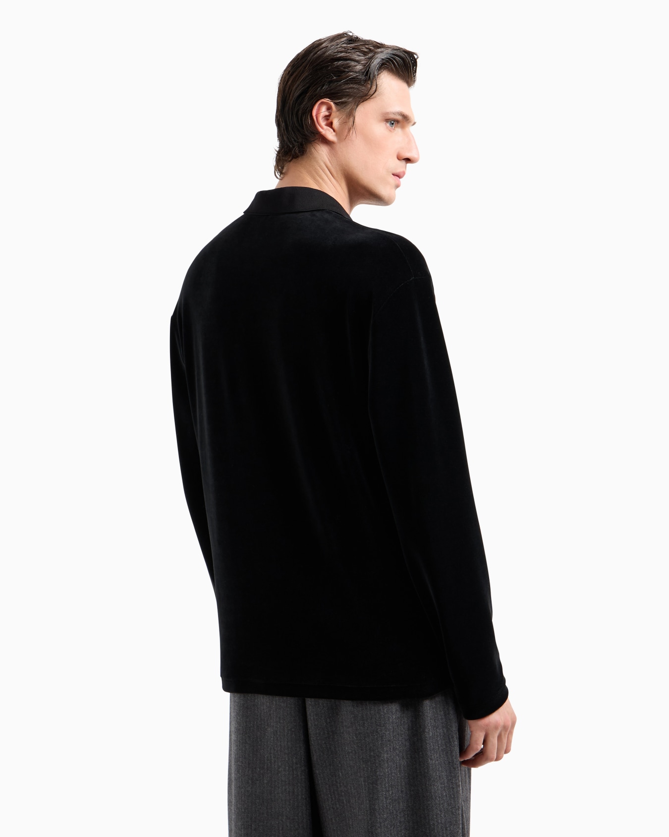 Long-sleeved chenille polo shirt Diapositiva 2
