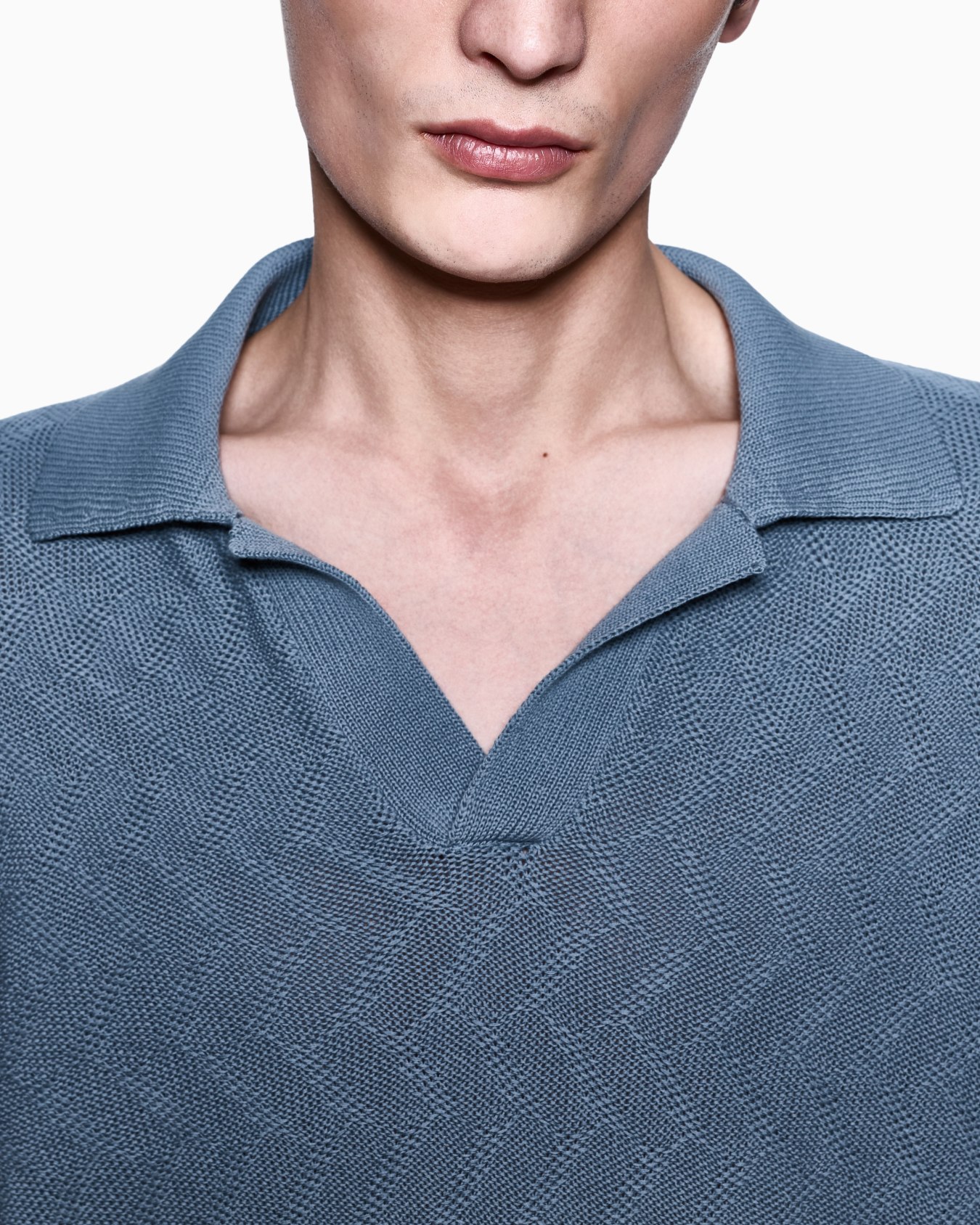Cotton jacquard knitted polo shirt Slide 4