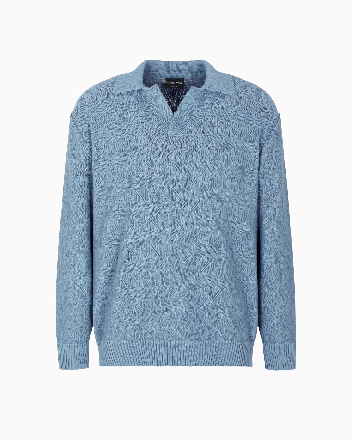 Cotton jacquard knitted polo shirt Slide 0