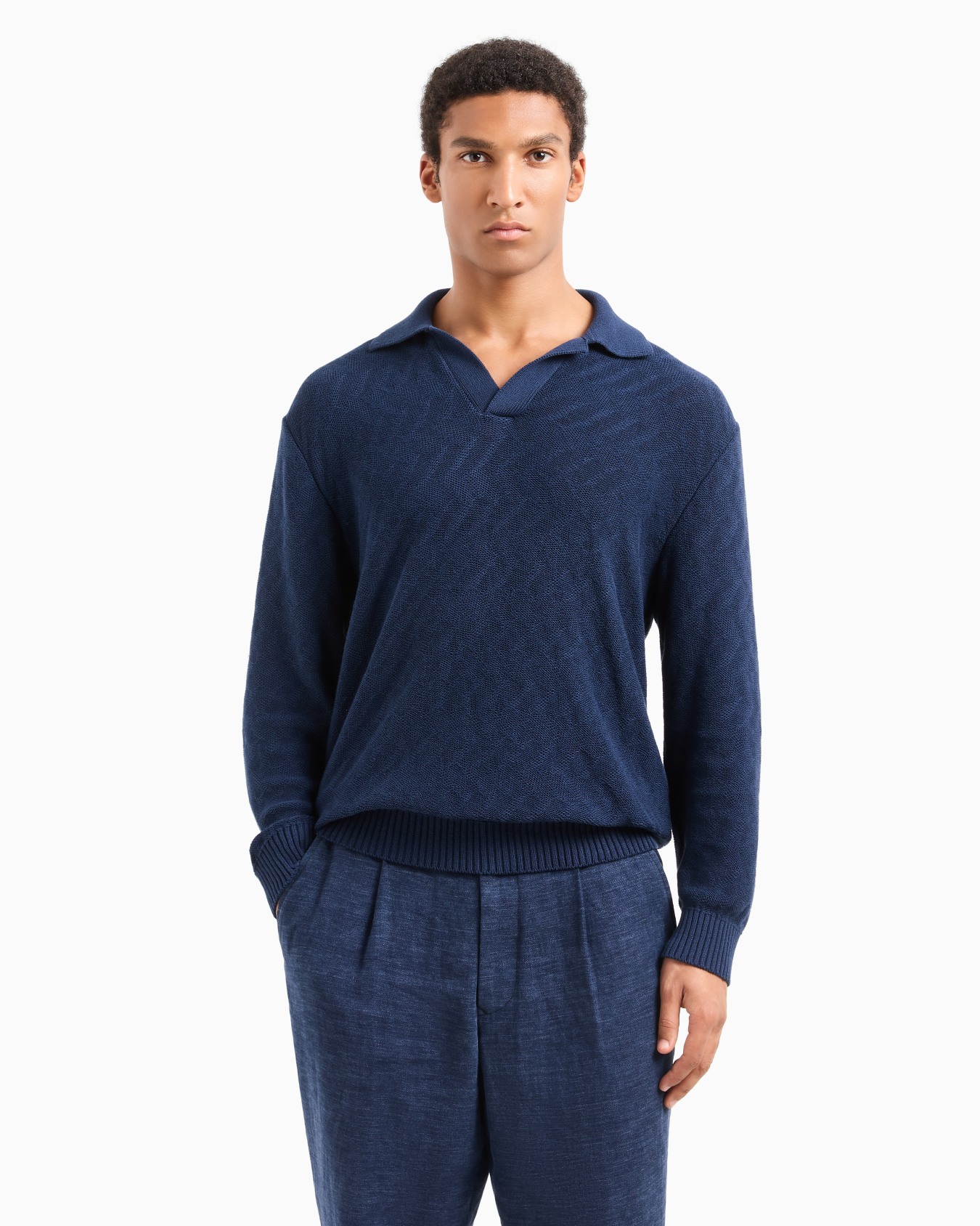 Jersey tipo polo de algodón con motivo en tejido jacquard Diapositiva 4