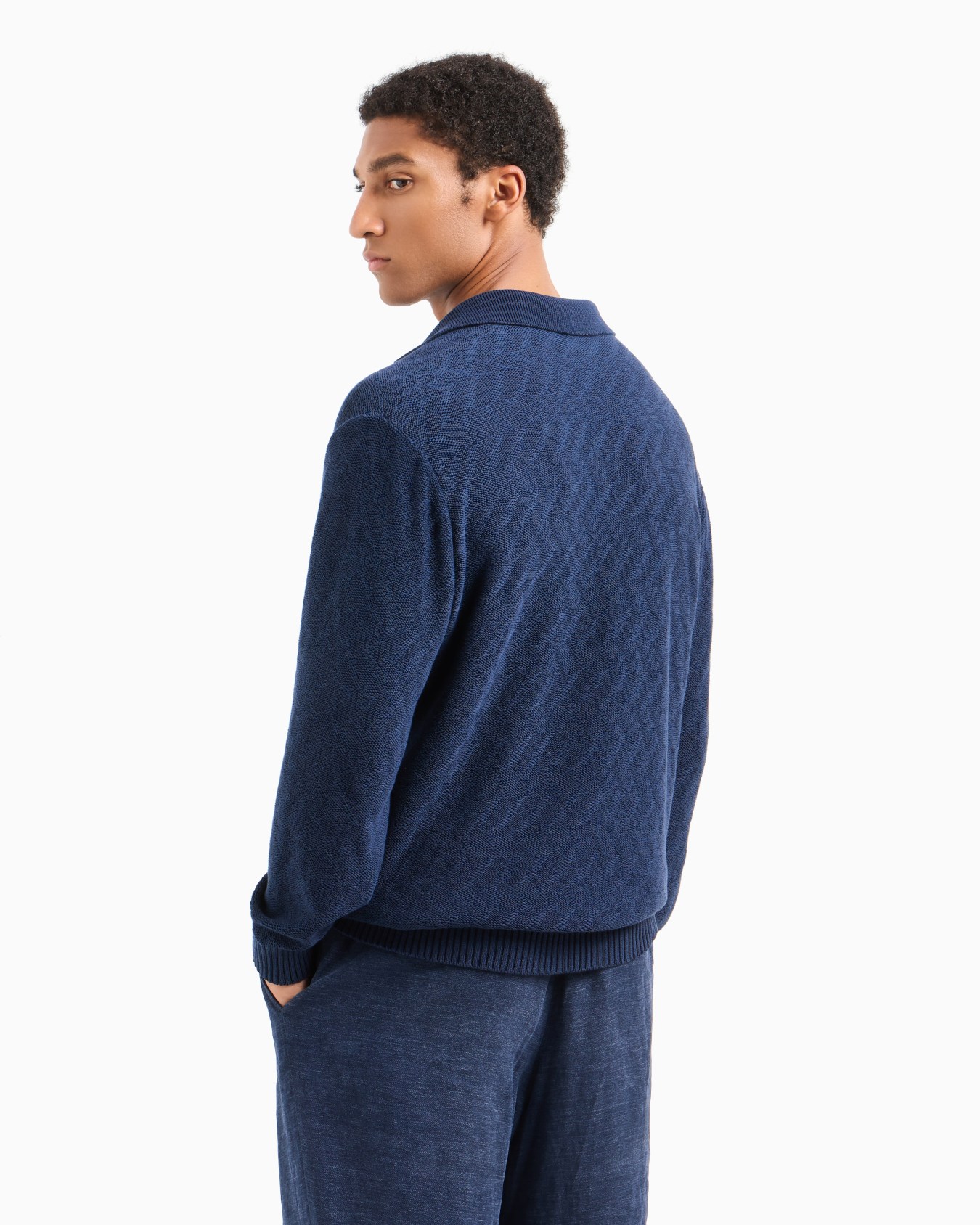 Jersey tipo polo de algodón con motivo en tejido jacquard Diapositiva 3