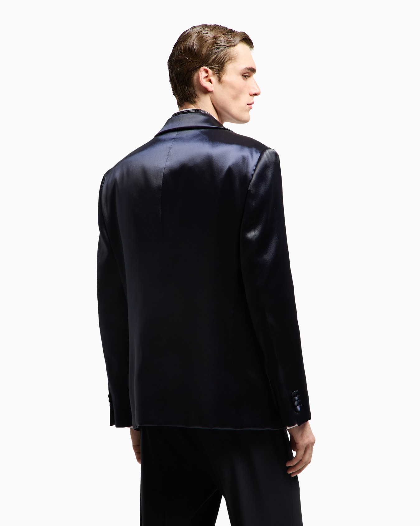 Soho line silk-blend rhinestone tuxedo jacket Slide 2