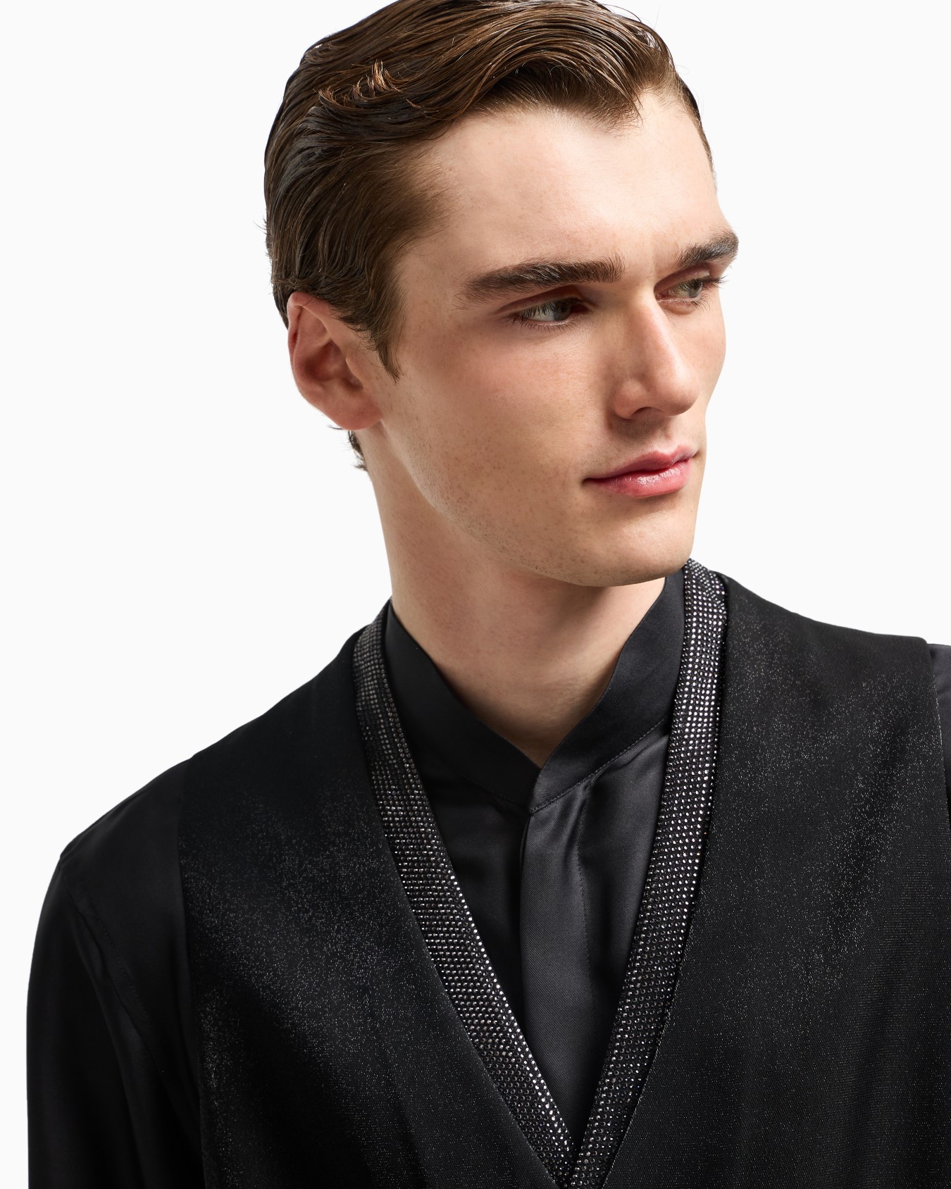 Single-breasted waistcoat in a viscose blend with rhinestones Slide 4