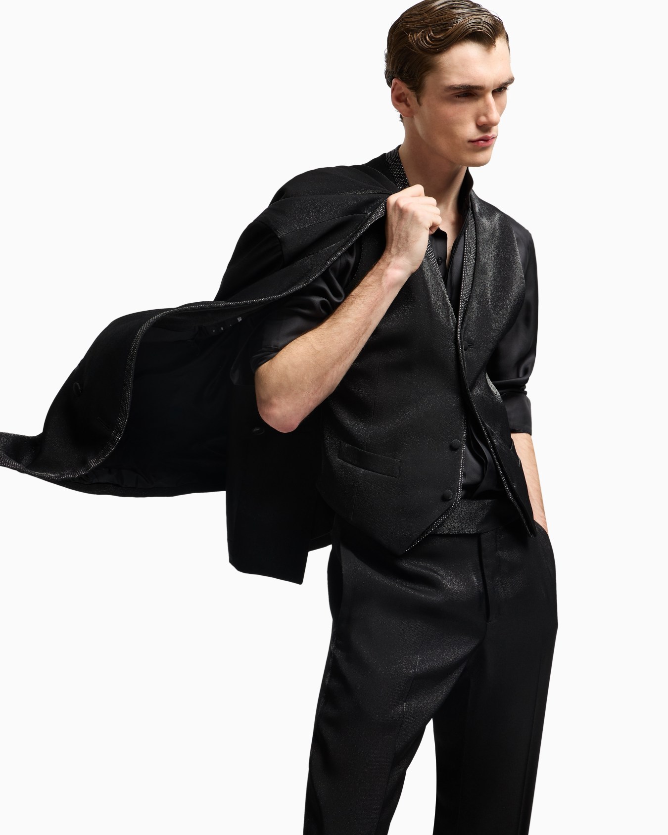Single-breasted waistcoat in a viscose blend with rhinestones Slide 5