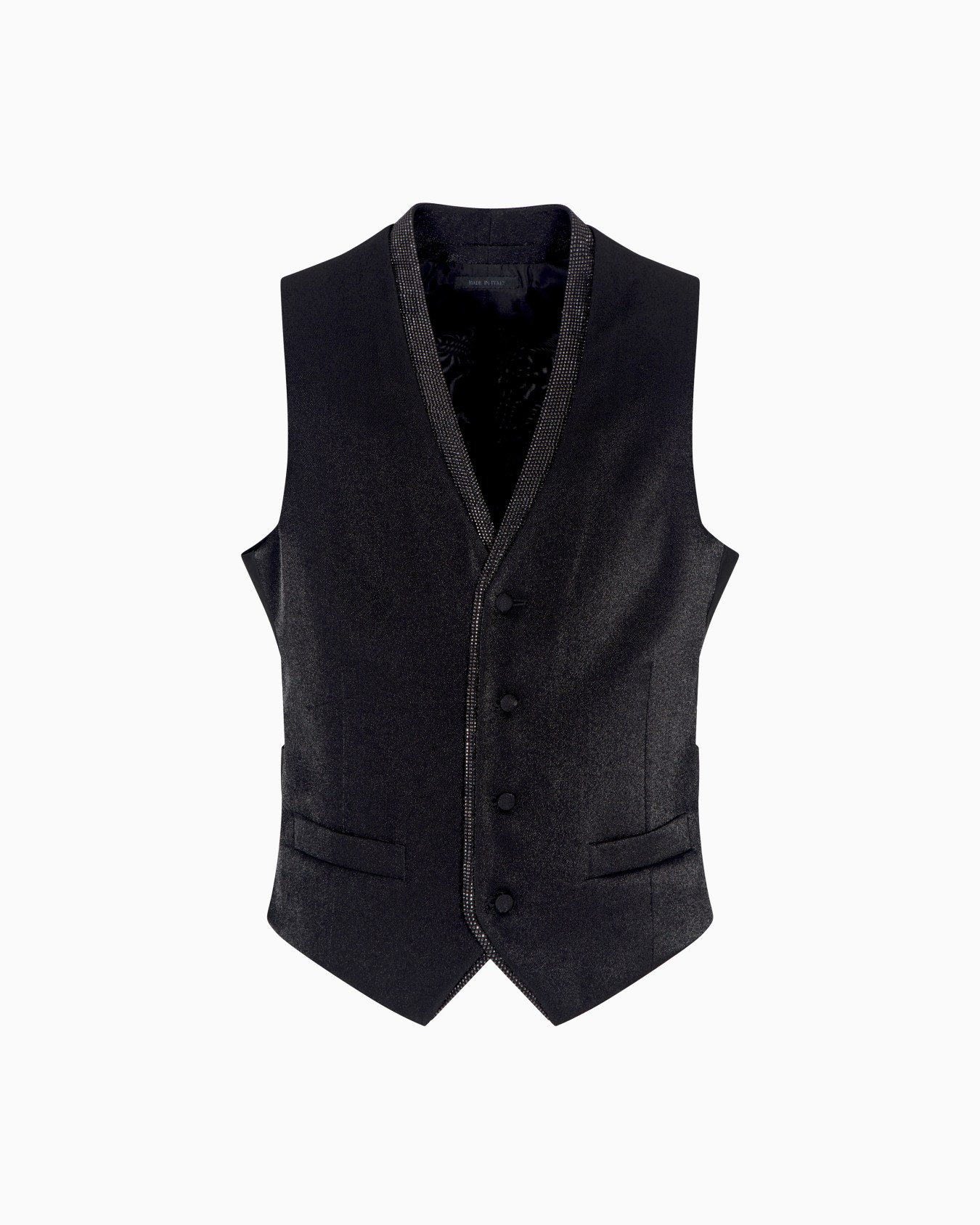 Single-breasted waistcoat in a viscose blend with rhinestones Slide 0