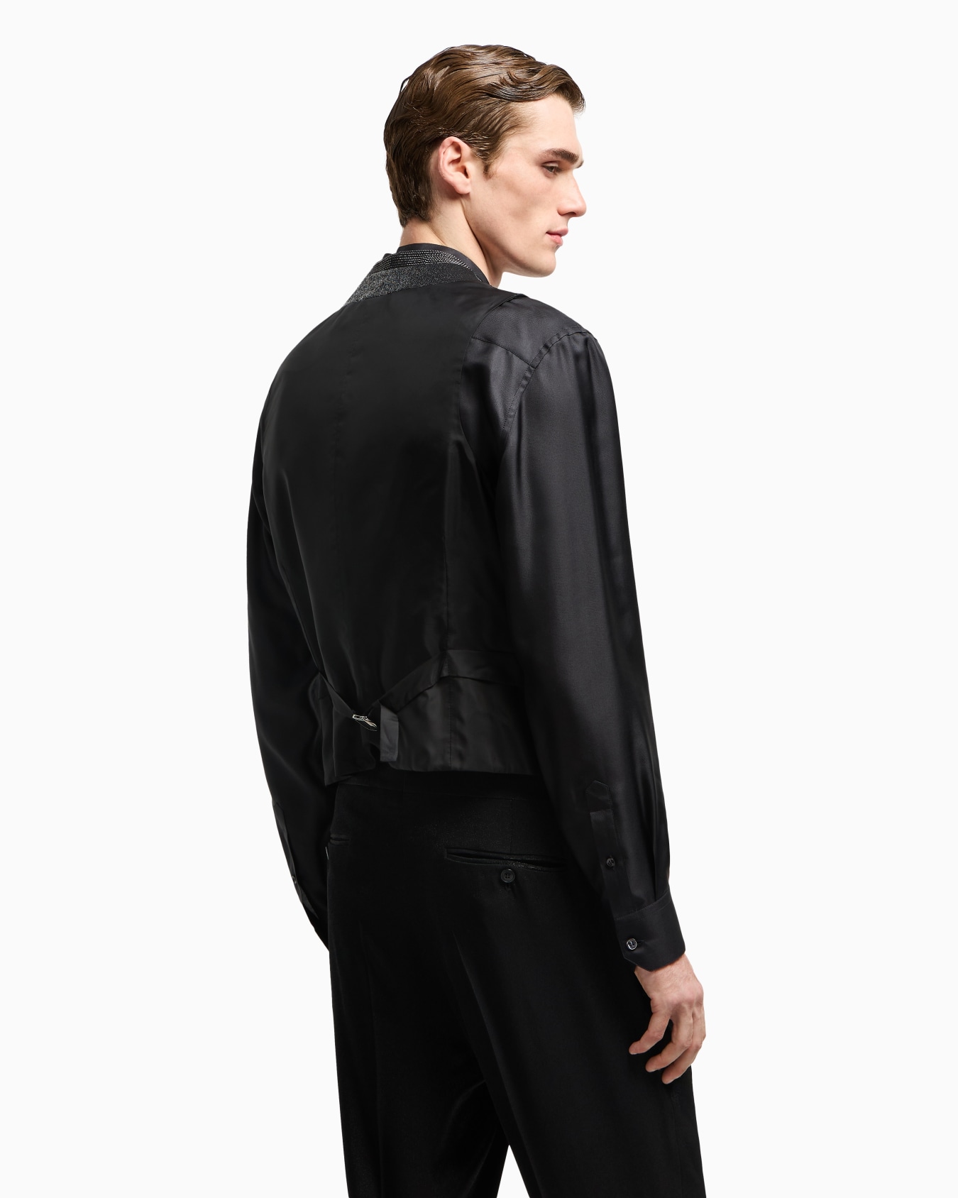 Single-breasted waistcoat in a viscose blend with rhinestones Slide 2