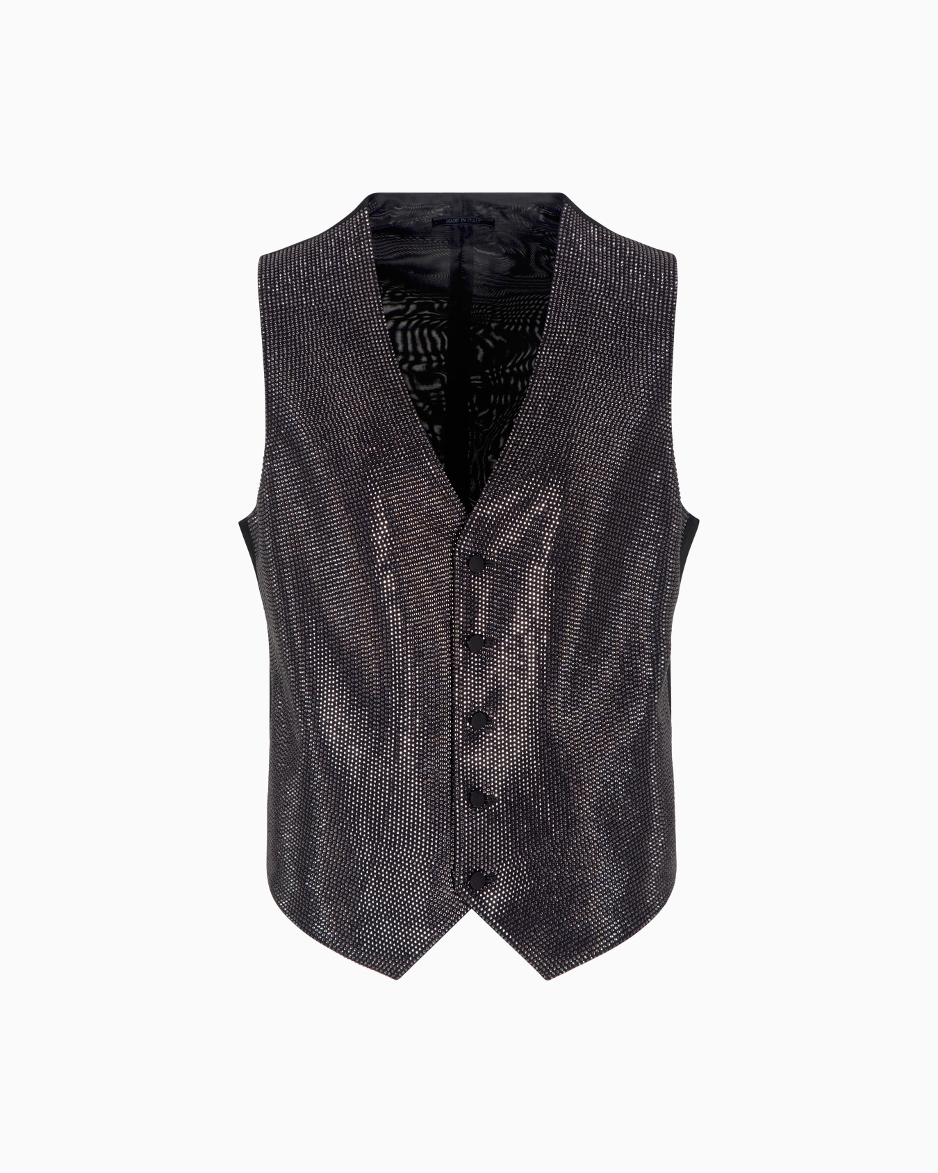Single-breasted waistcoat in a viscose blend with all-over rhinestones Slide 0