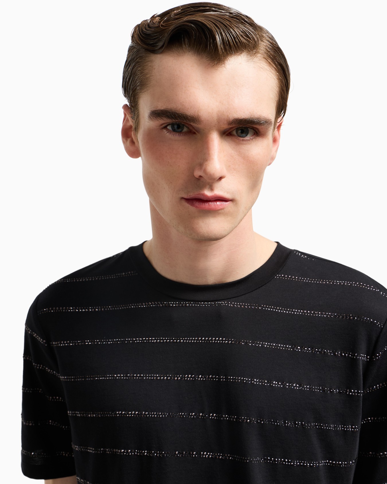Pima-cotton and rhinestone crew-neck T-shirt Slide 4