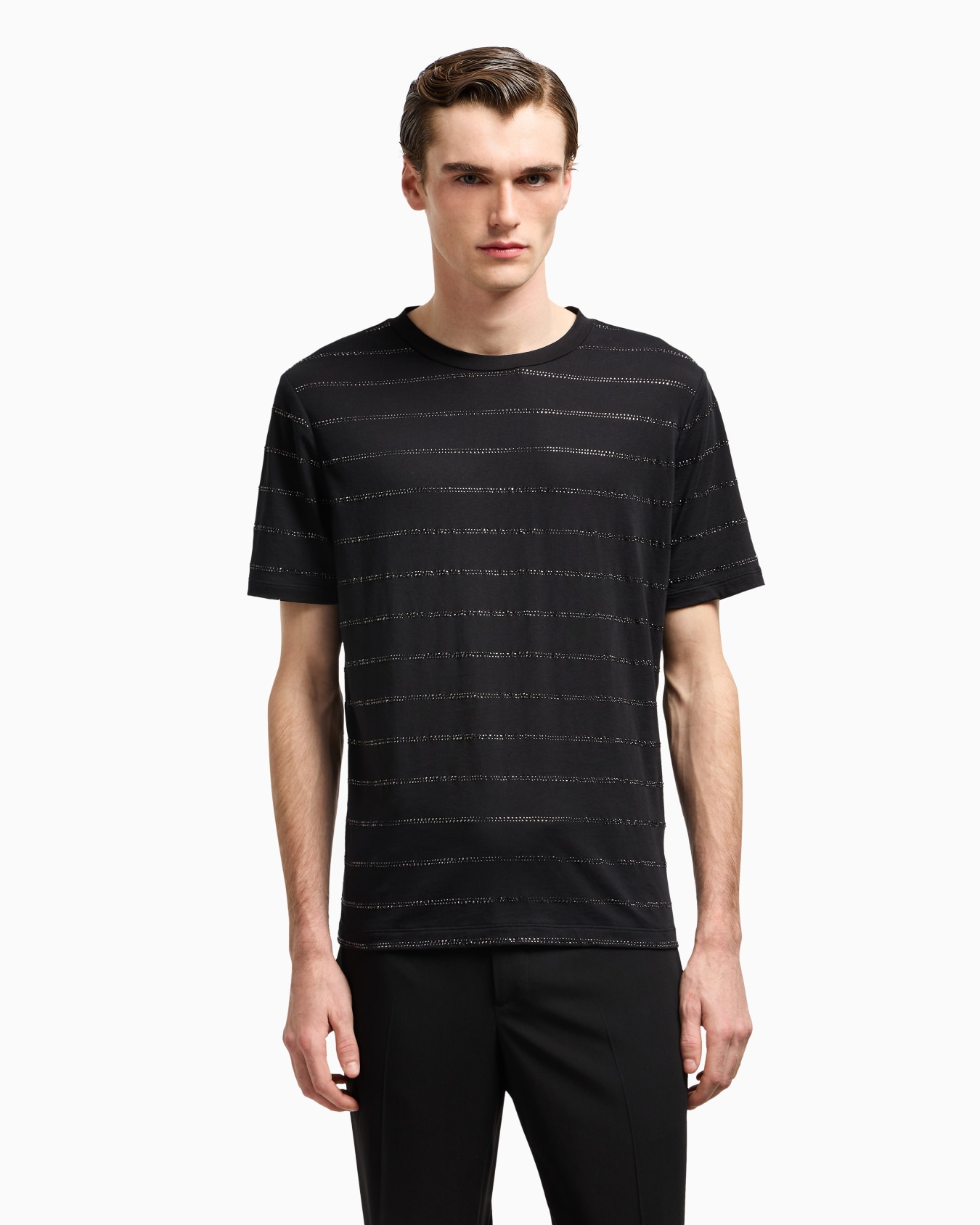 Pima-cotton and rhinestone crew-neck T-shirt Slide 3