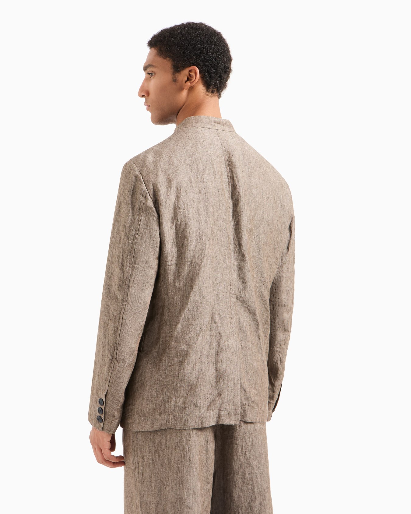 Single-breasted jacket in faded linen chambray Slide 3