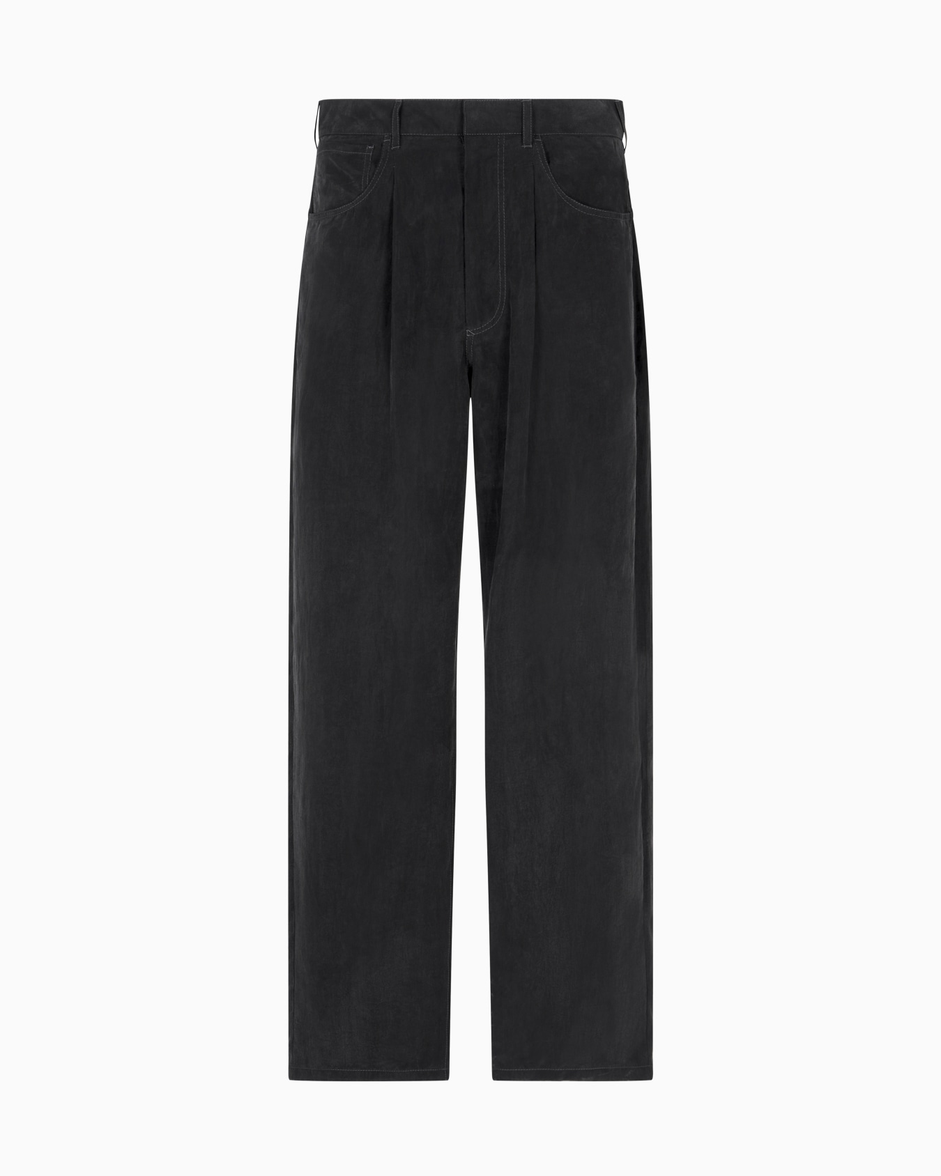 Single-pleat trousers in faded Lyocell canvas Slide 0