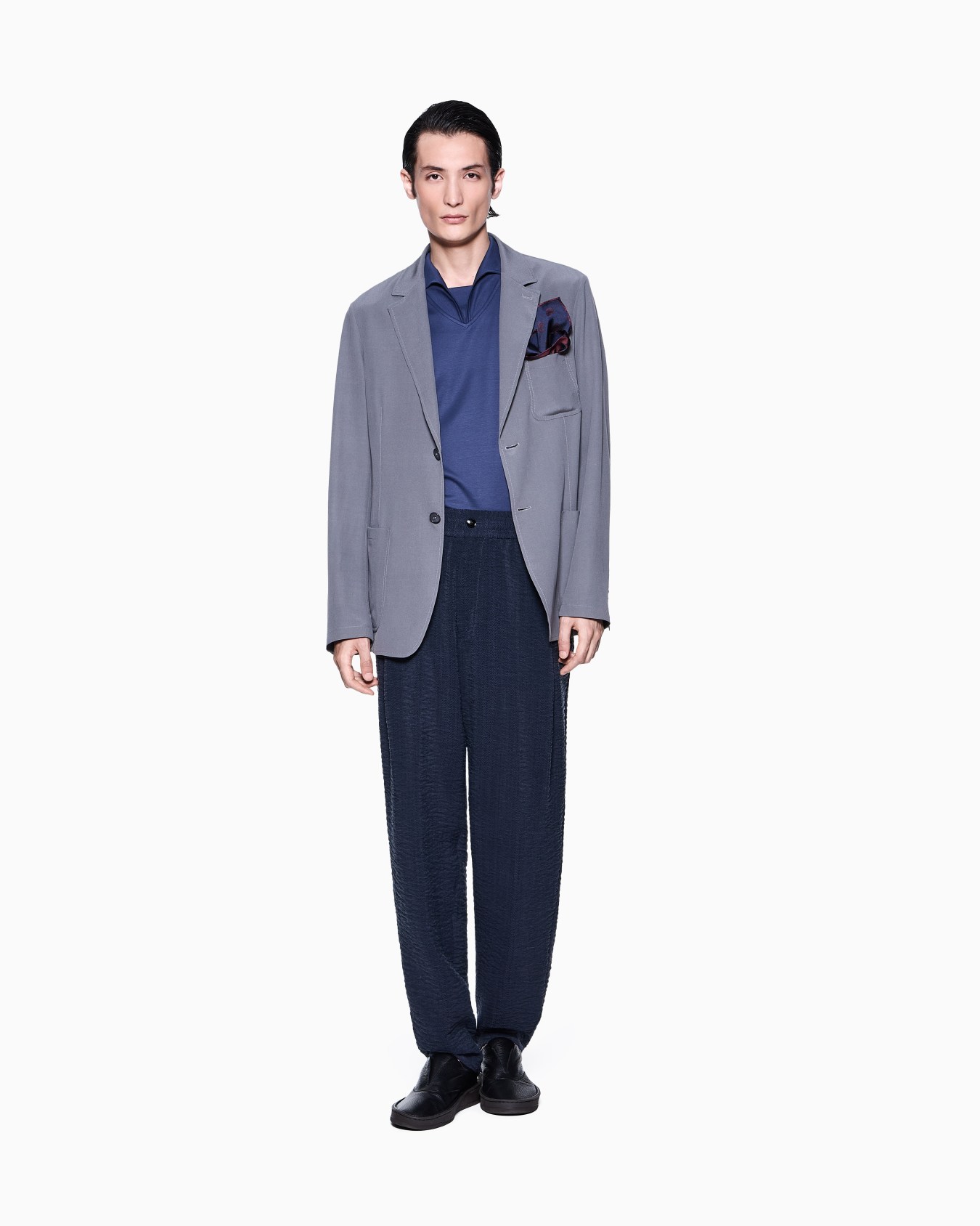 Jacquard cupro flat-front trousers Slide 1