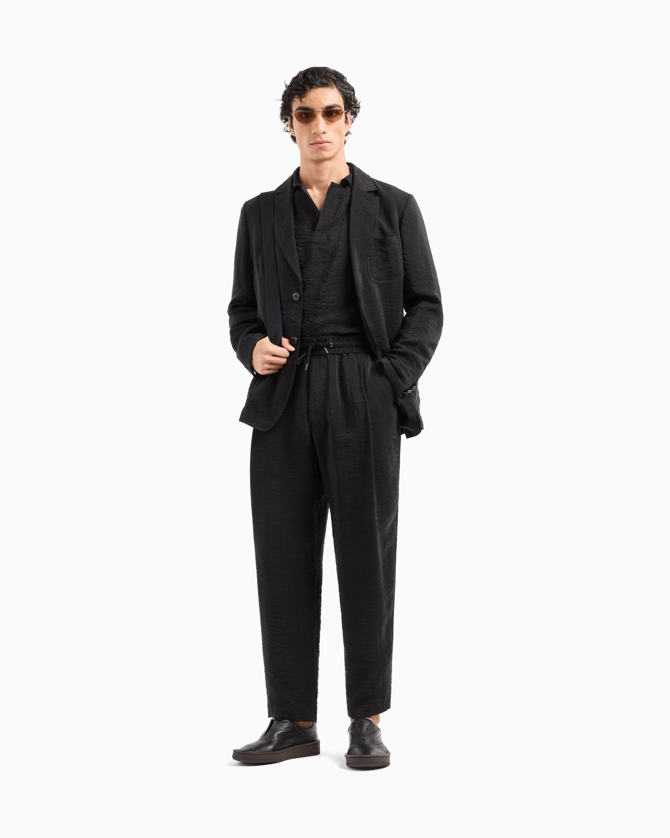 Jacquard cupro flat-front trousers Slide 2