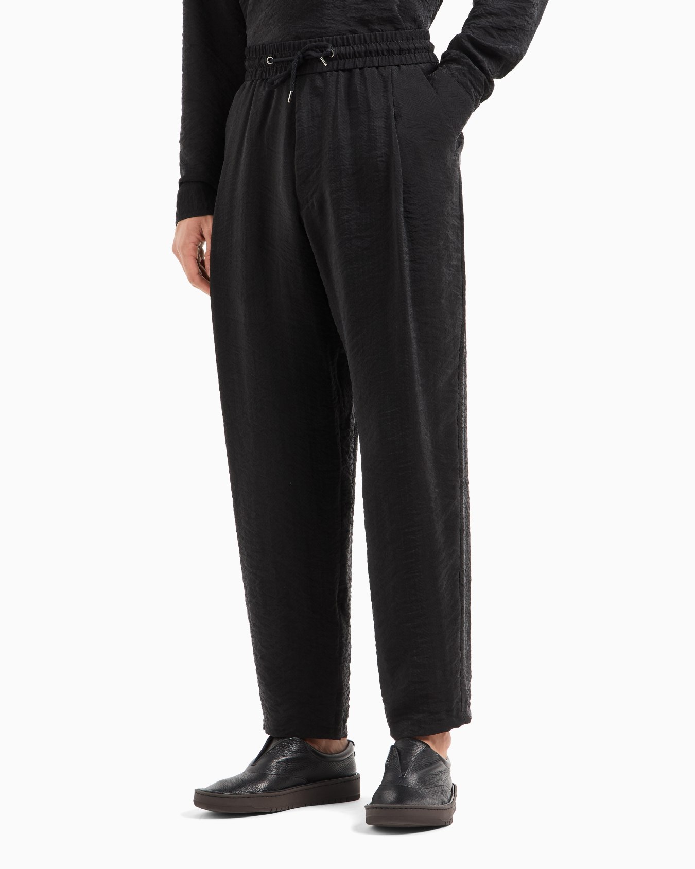 Jacquard cupro flat-front trousers Slide 4