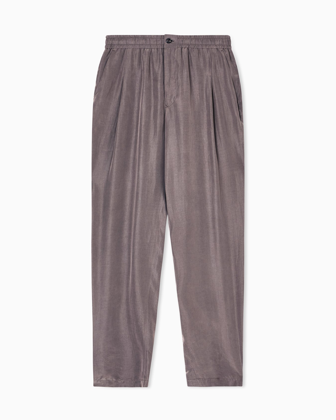 Flat-front trousers in faded Lyocell canvas Slide 0