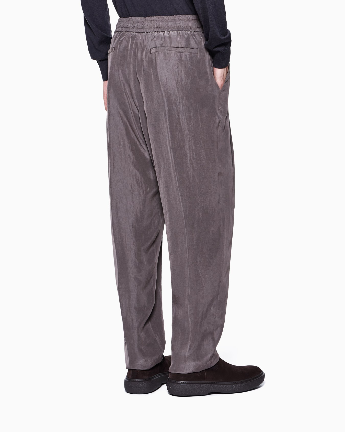 Flat-front trousers in faded Lyocell canvas Slide 2