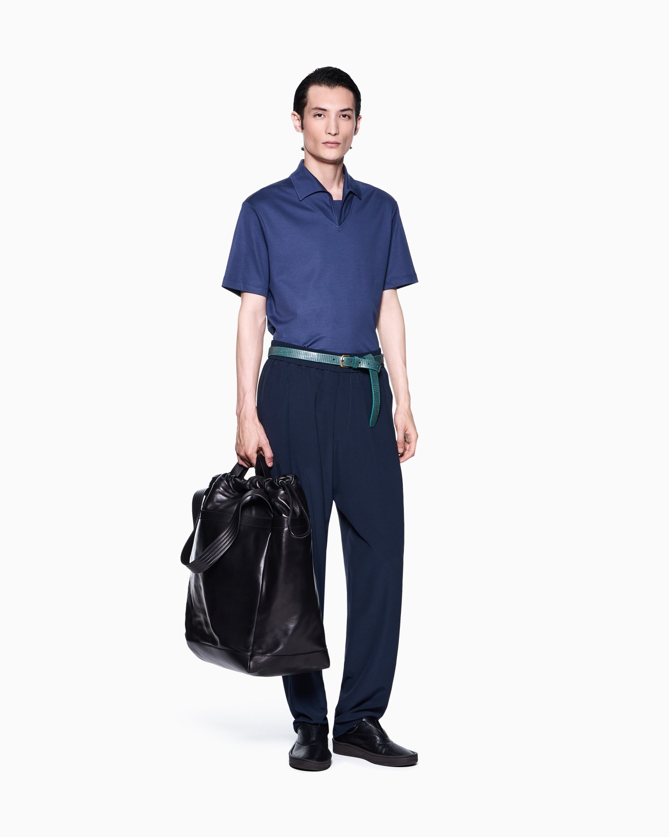 Silk crêpe flat-front trousers Slide 1