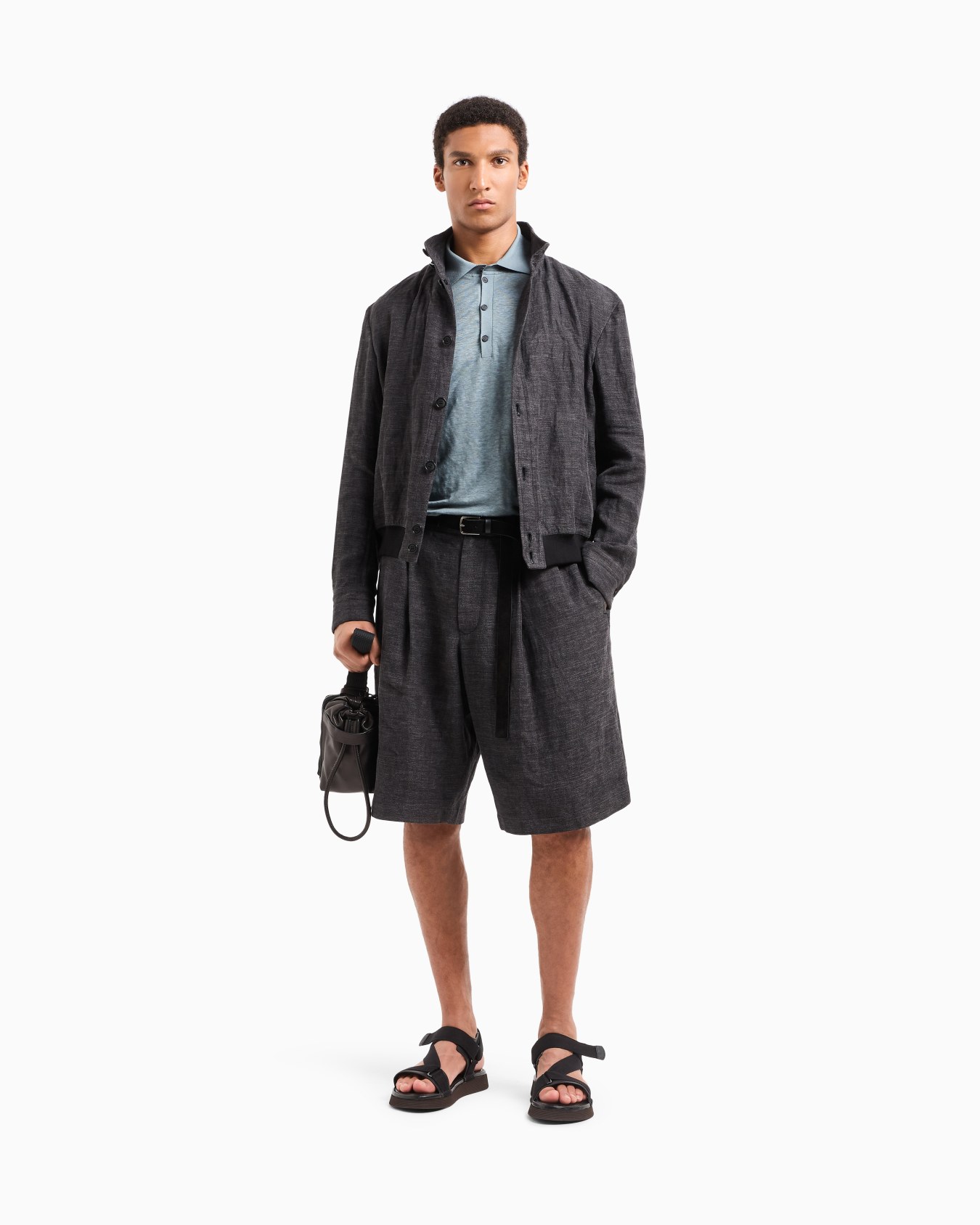 Faded linen twill blouson Slide 2