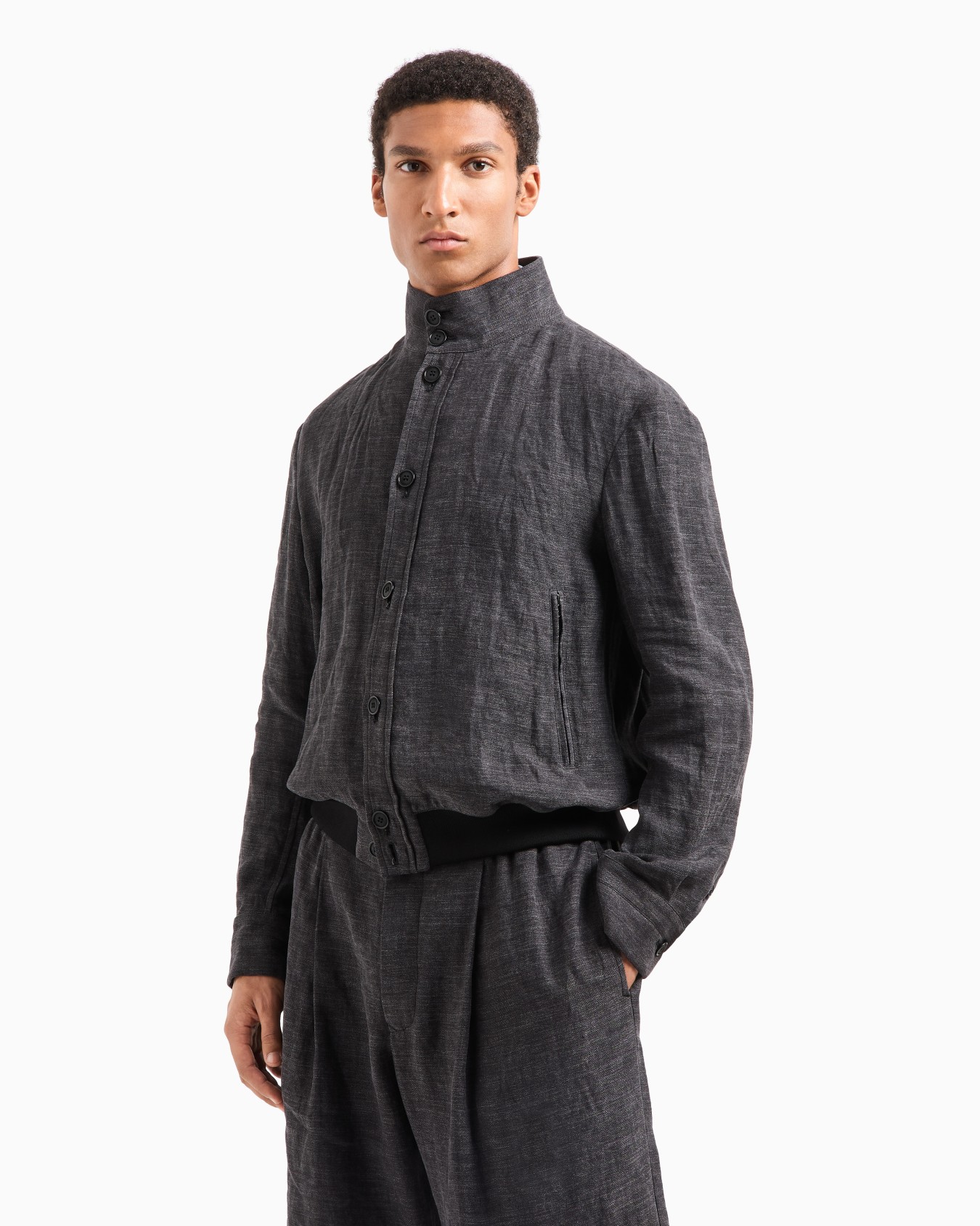 Faded linen twill blouson Slide 4