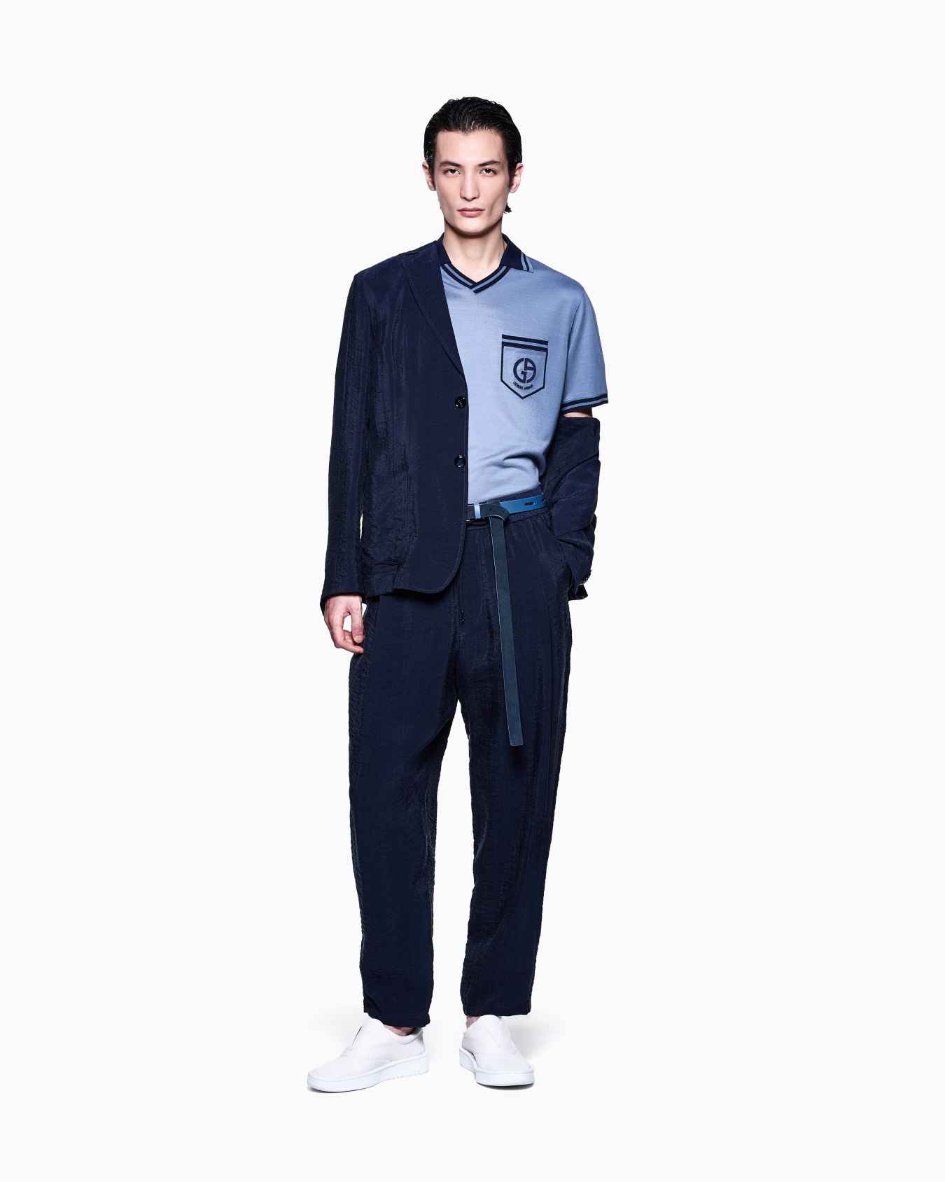 Silk piqué jersey polo shirt Slide 1