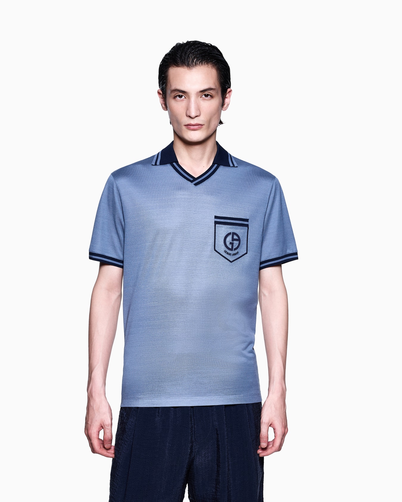Silk piqué jersey polo shirt Slide 3