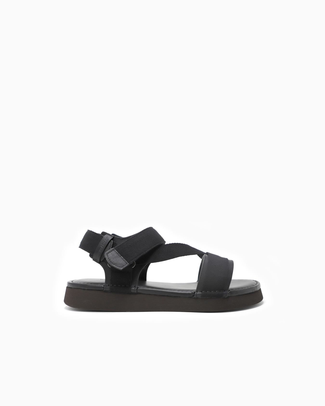 Leather sandals with webbing tape Slide 0