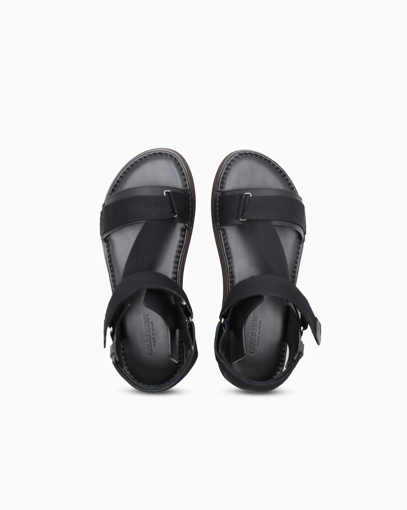 Leather sandals with webbing tape Slide 2