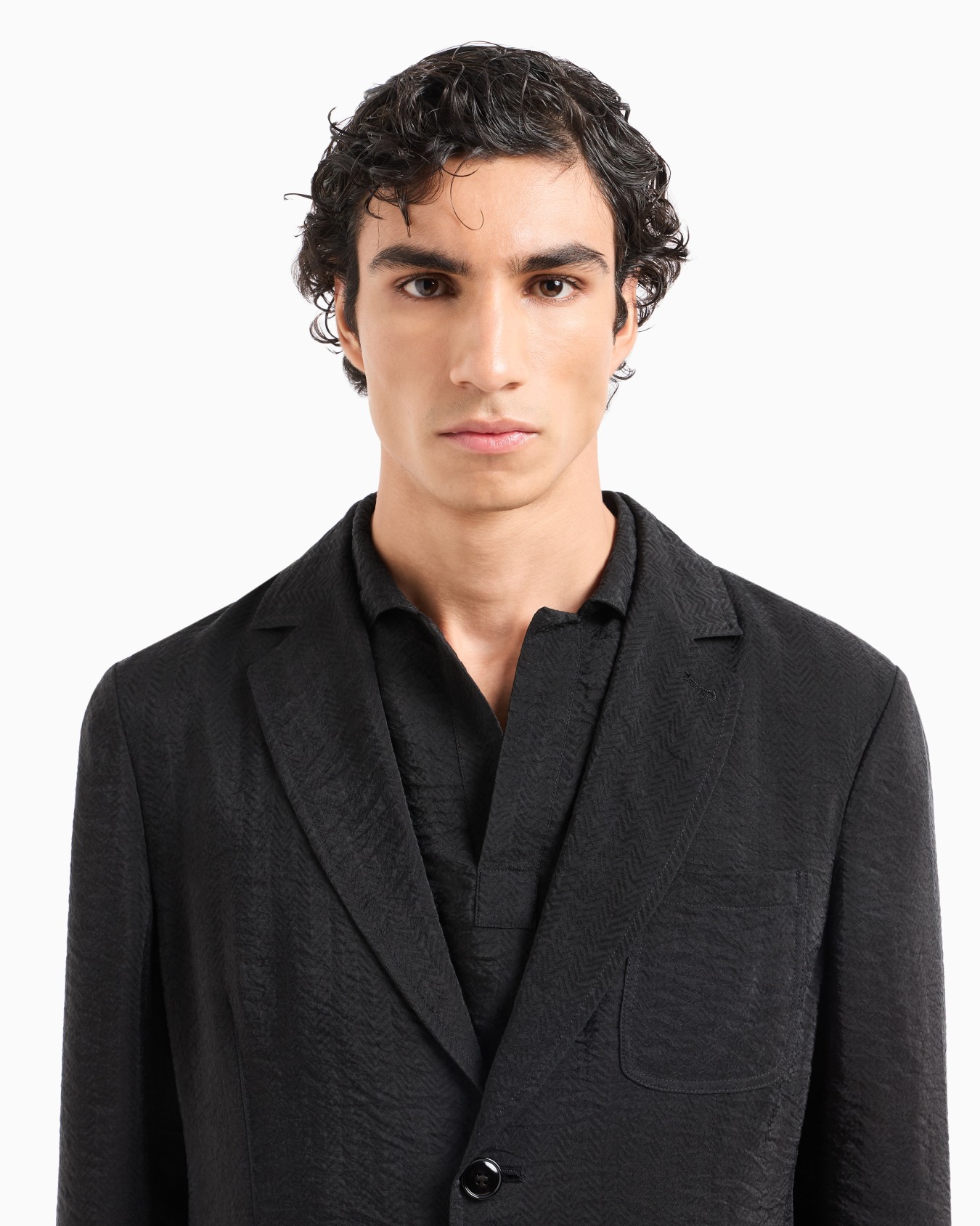 Single-breasted jacket in jacquard cupro Slide 5