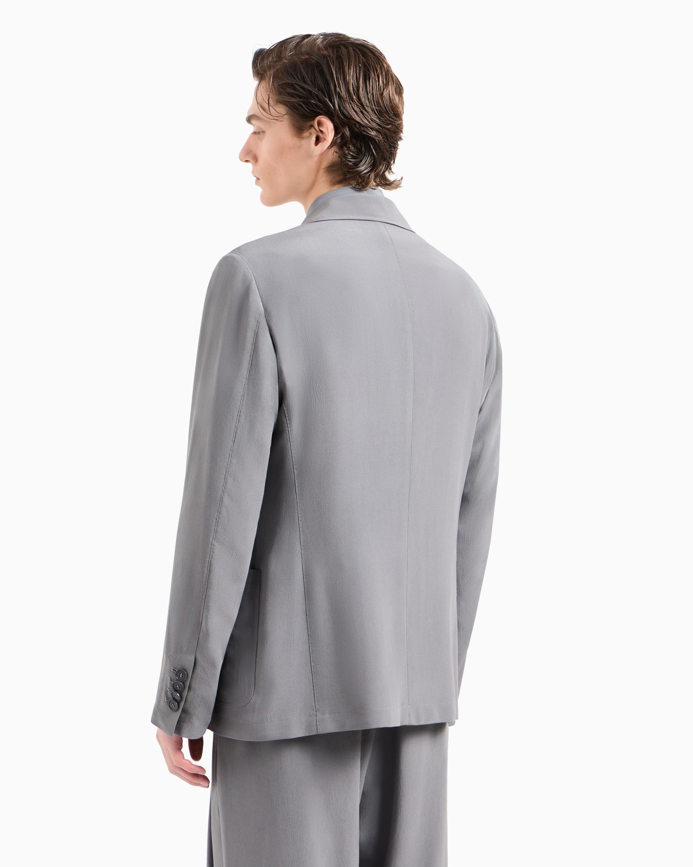 Silk crêpe single-breasted jacket Slide 3