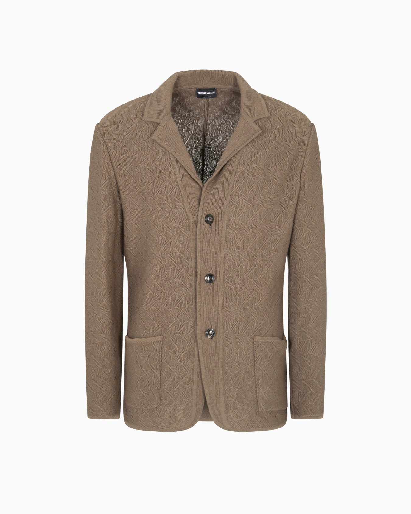 Single-breasted jacket in a jacquard cotton knit Slide 0